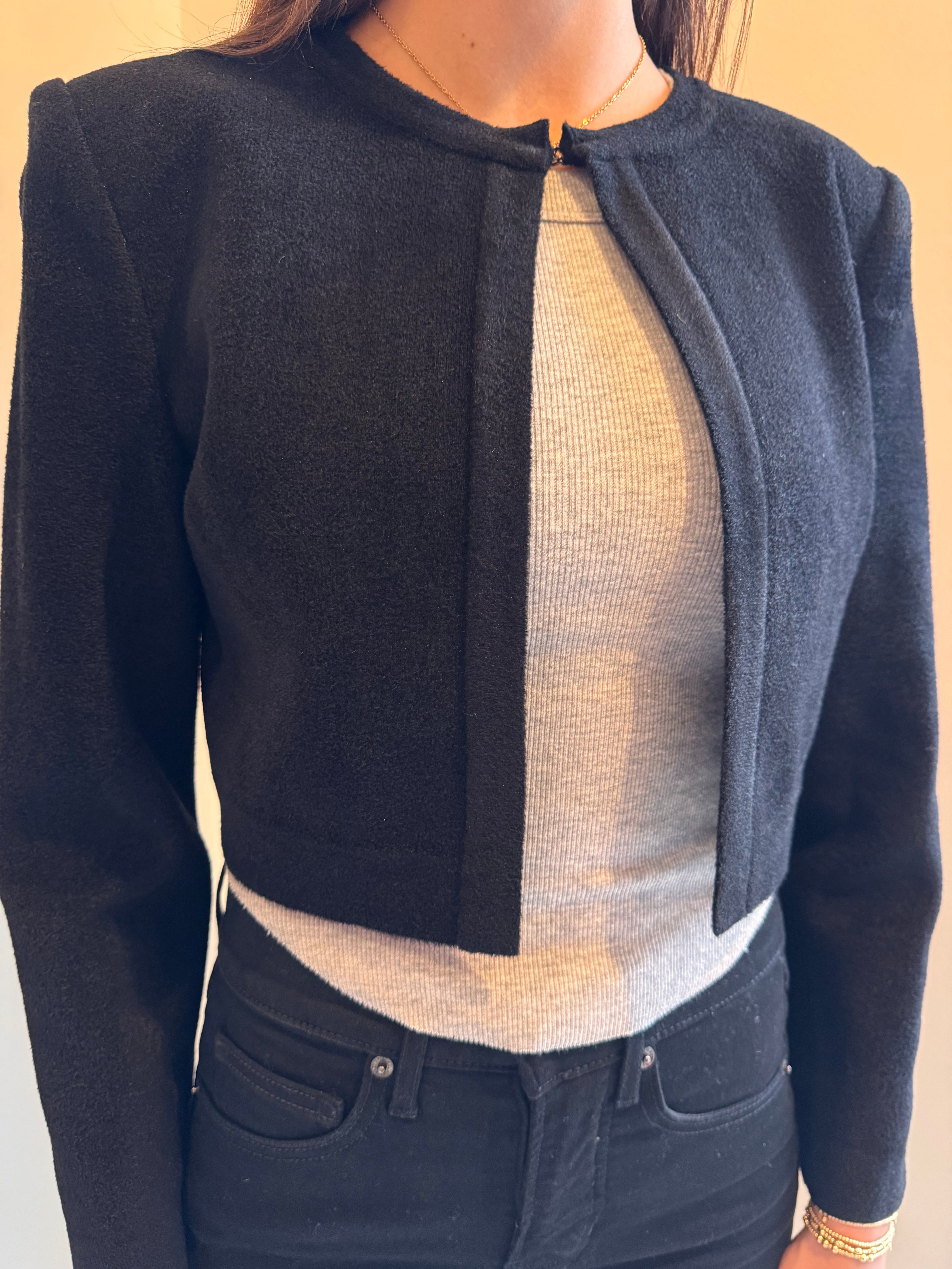 RVN Claire Cropped Velour Cardigan