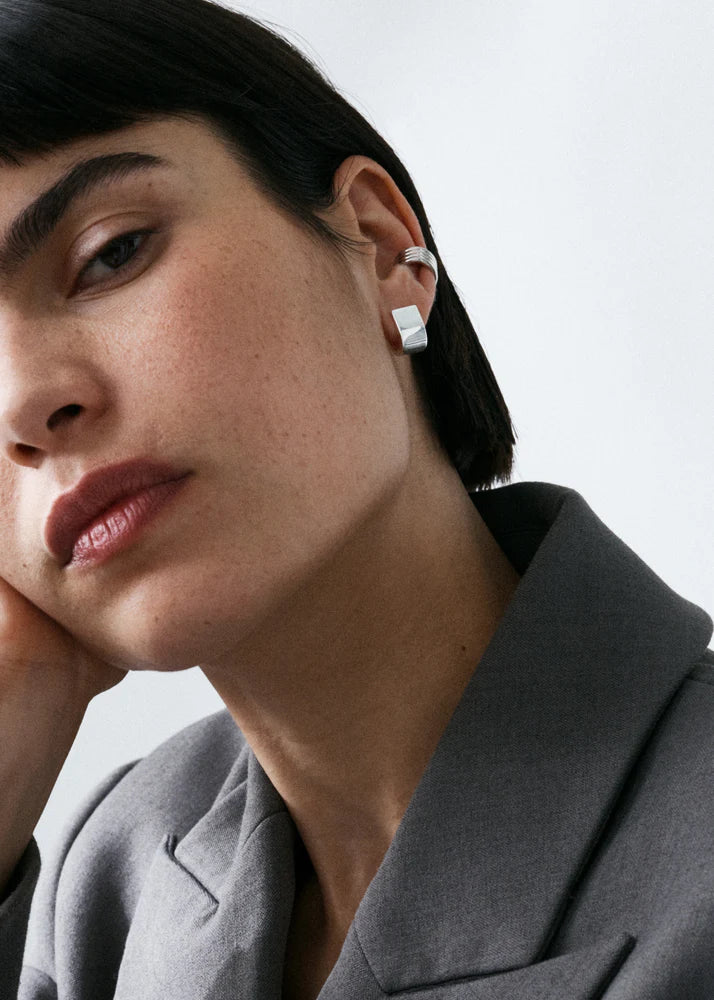 Otiumberg Chunky Square Earring Silver