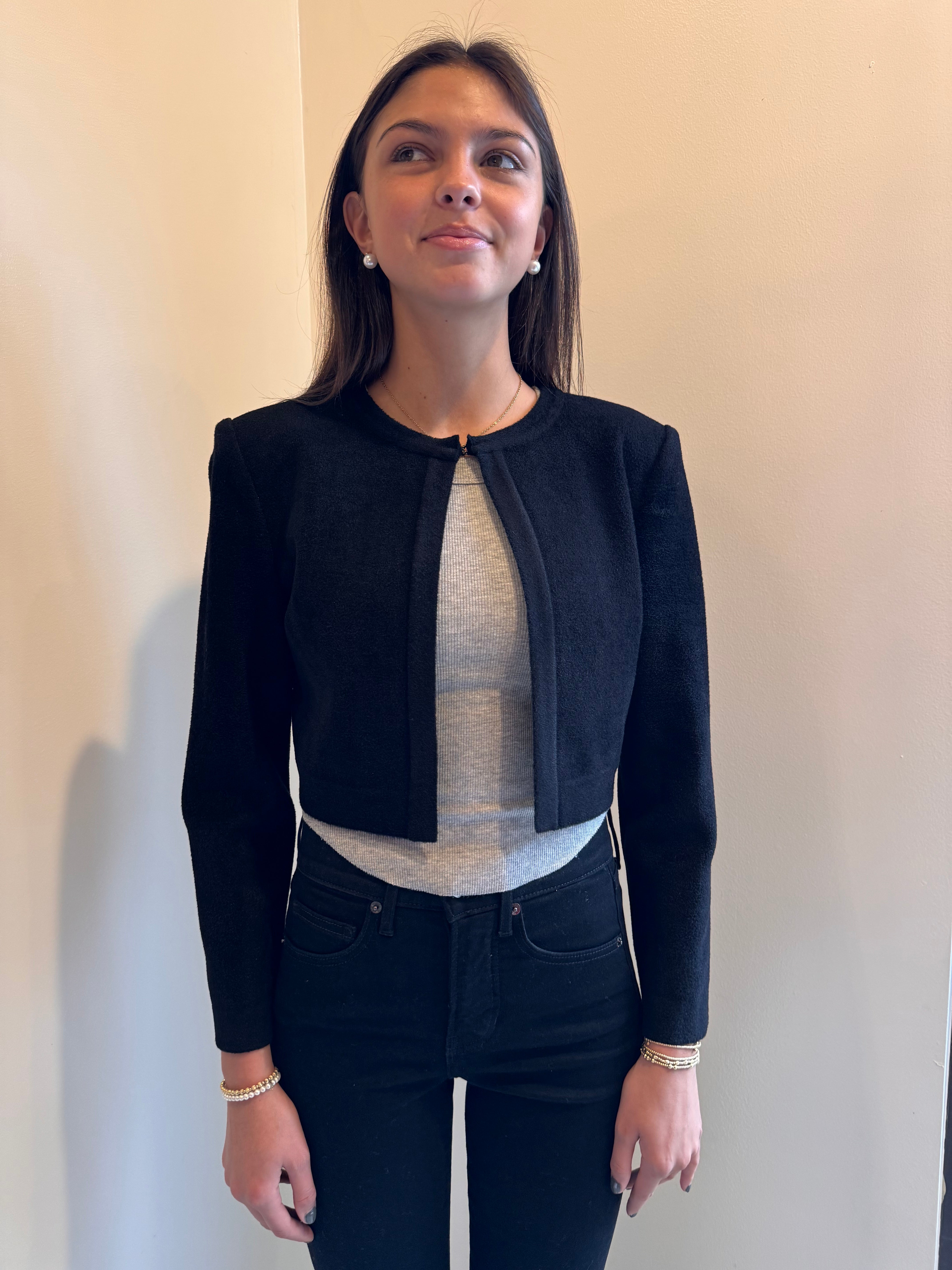 RVN Claire Cropped Velour Cardigan