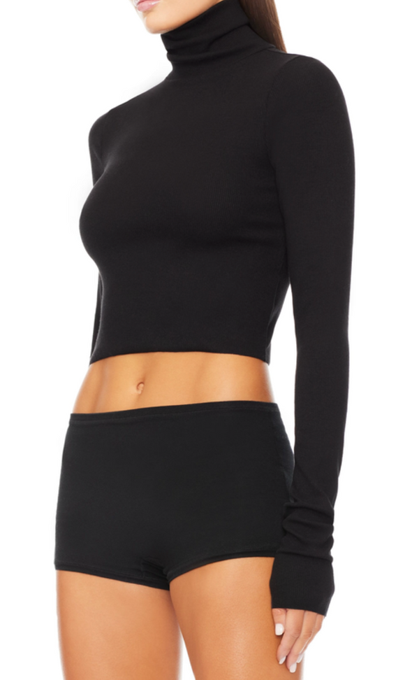 Eterne Cropped Fitted Turtleneck Top