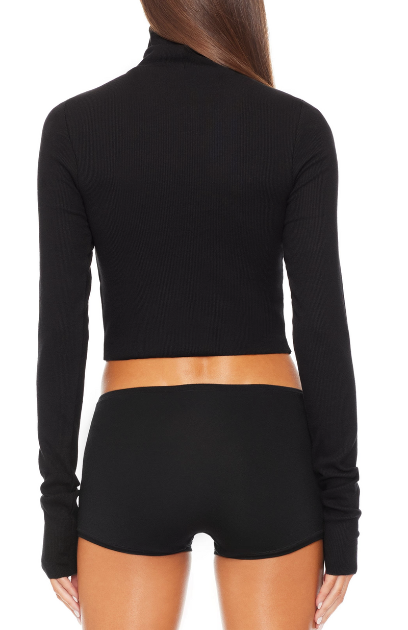 Eterne Cropped Fitted Turtleneck Top