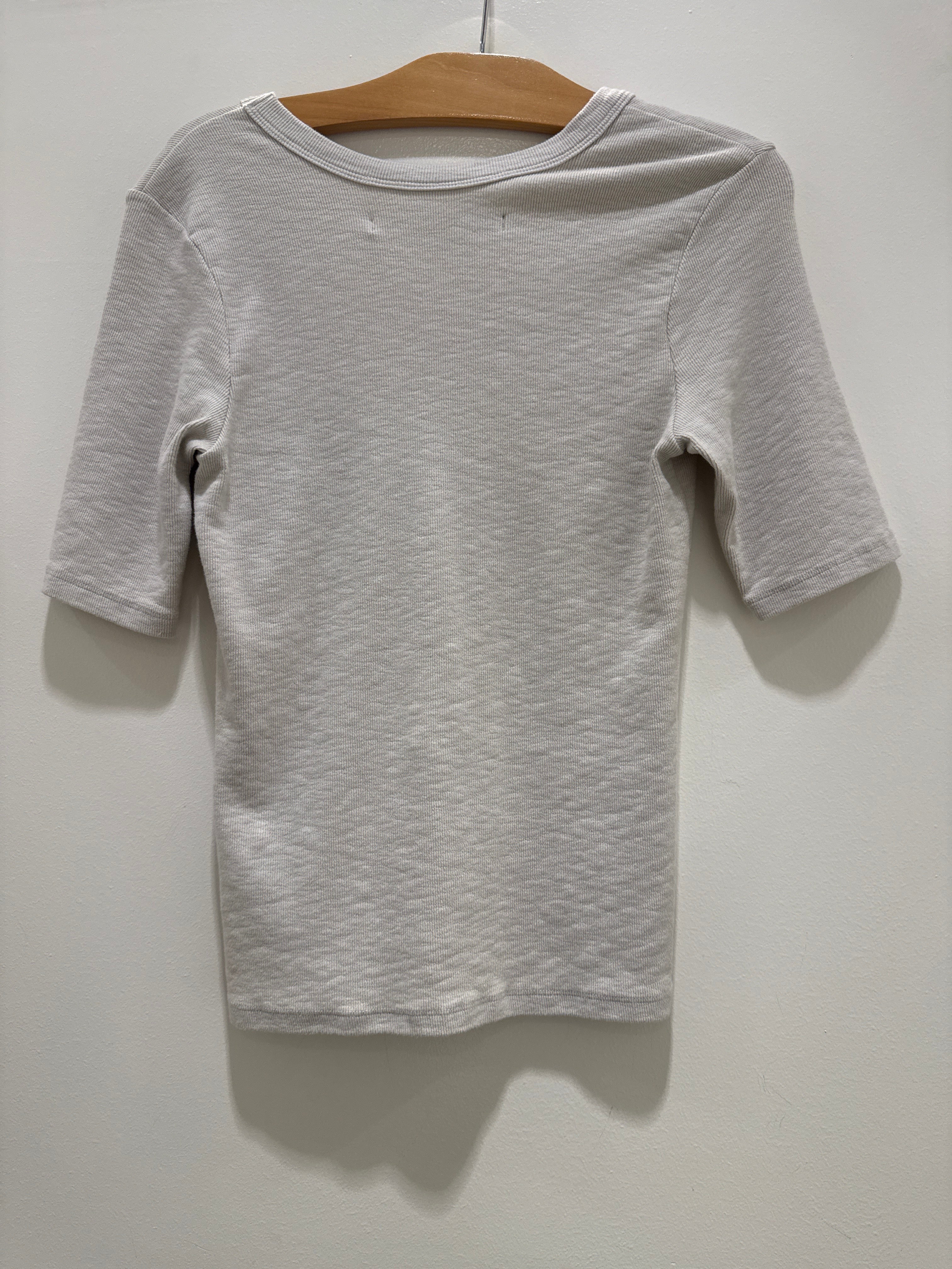 Enza Costa Textured Knit Half Sleeve Uneck Tee