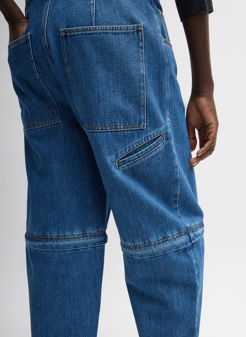 Tibi Lars Denim Convertible Zip Jean - Short