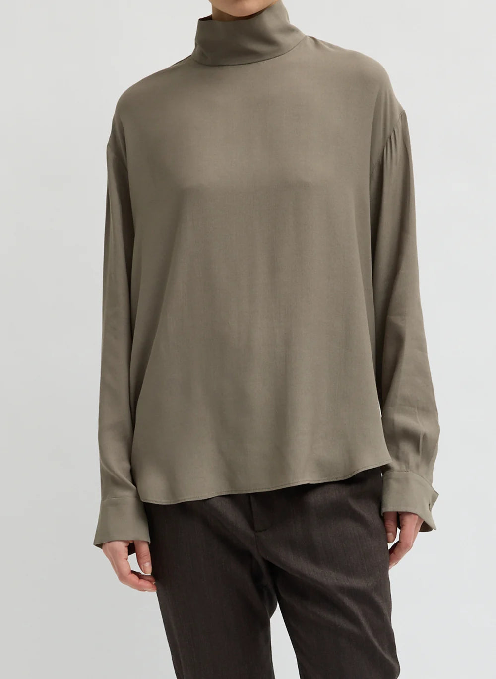 Tibi Feather Weight Funnel Neck Shirt