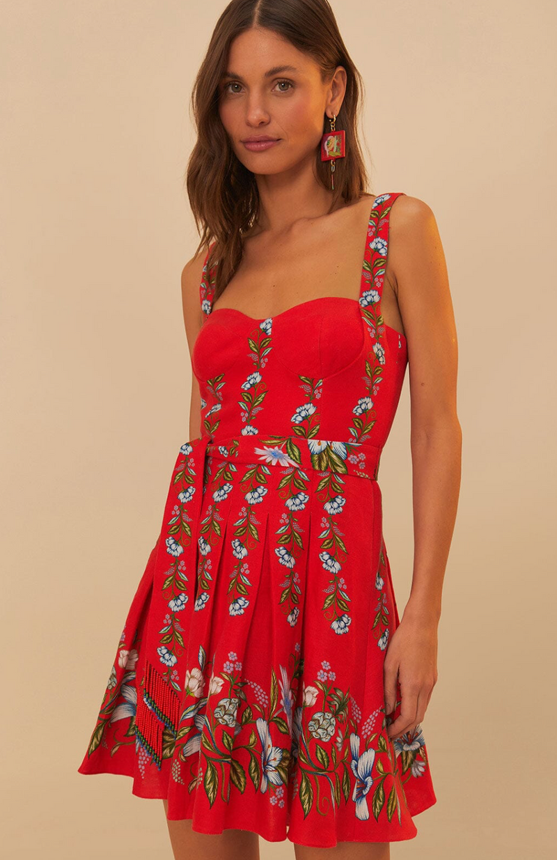 FARM Rio Red Sweet Bloom Bouquet Mini Dress