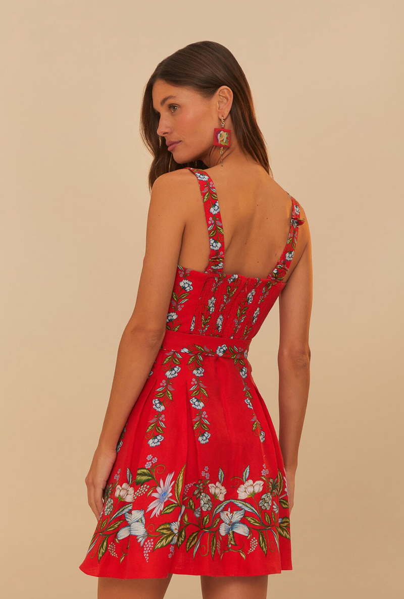 FARM Rio Red Sweet Bloom Bouquet Mini Dress