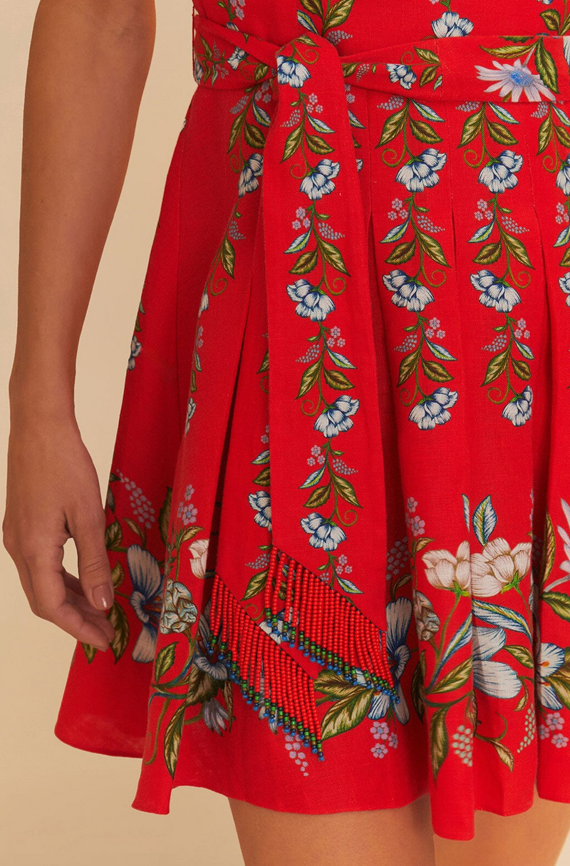 FARM Rio Red Sweet Bloom Bouquet Mini Dress