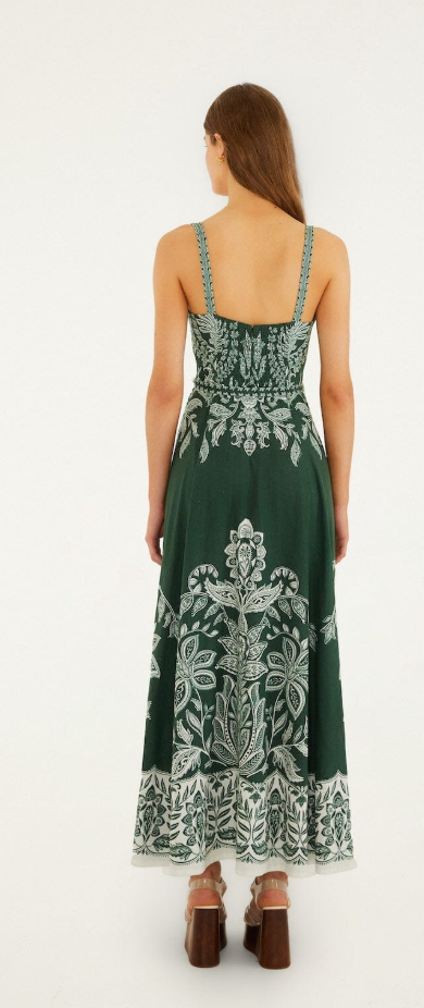 Farm Rio Dark Green Miranda Belt Buckles Maxi Dress