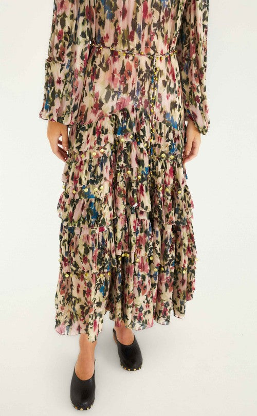 Farm Rio Tiny Flowers Long Sleeve Maxi Dress