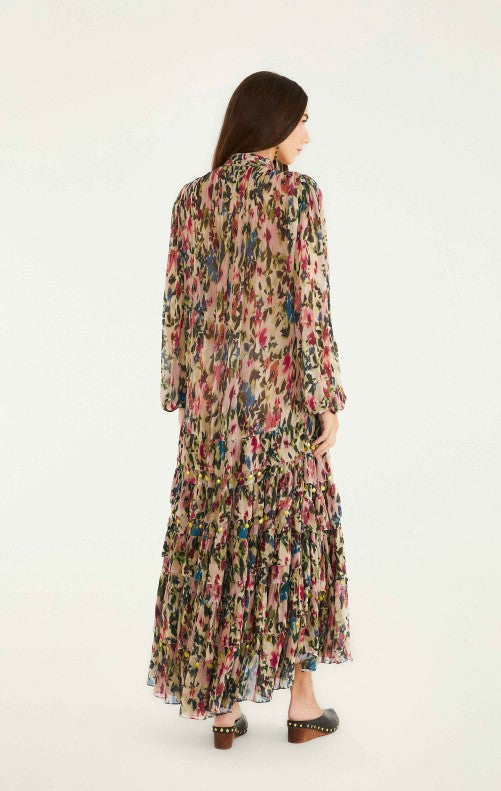 Farm Rio Tiny Flowers Long Sleeve Maxi Dress