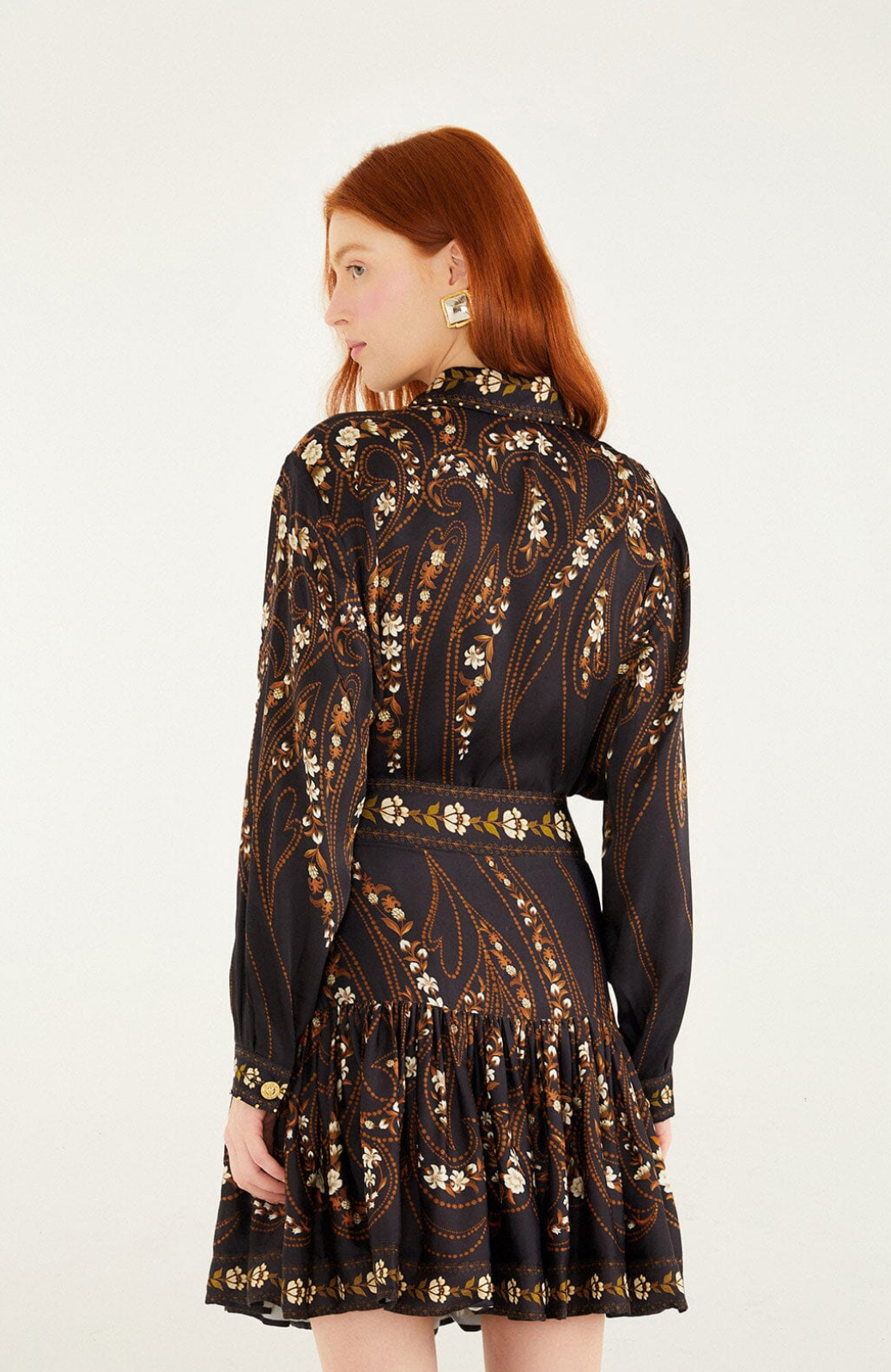 Farm Rio Black Garden Belted Mini Skirt