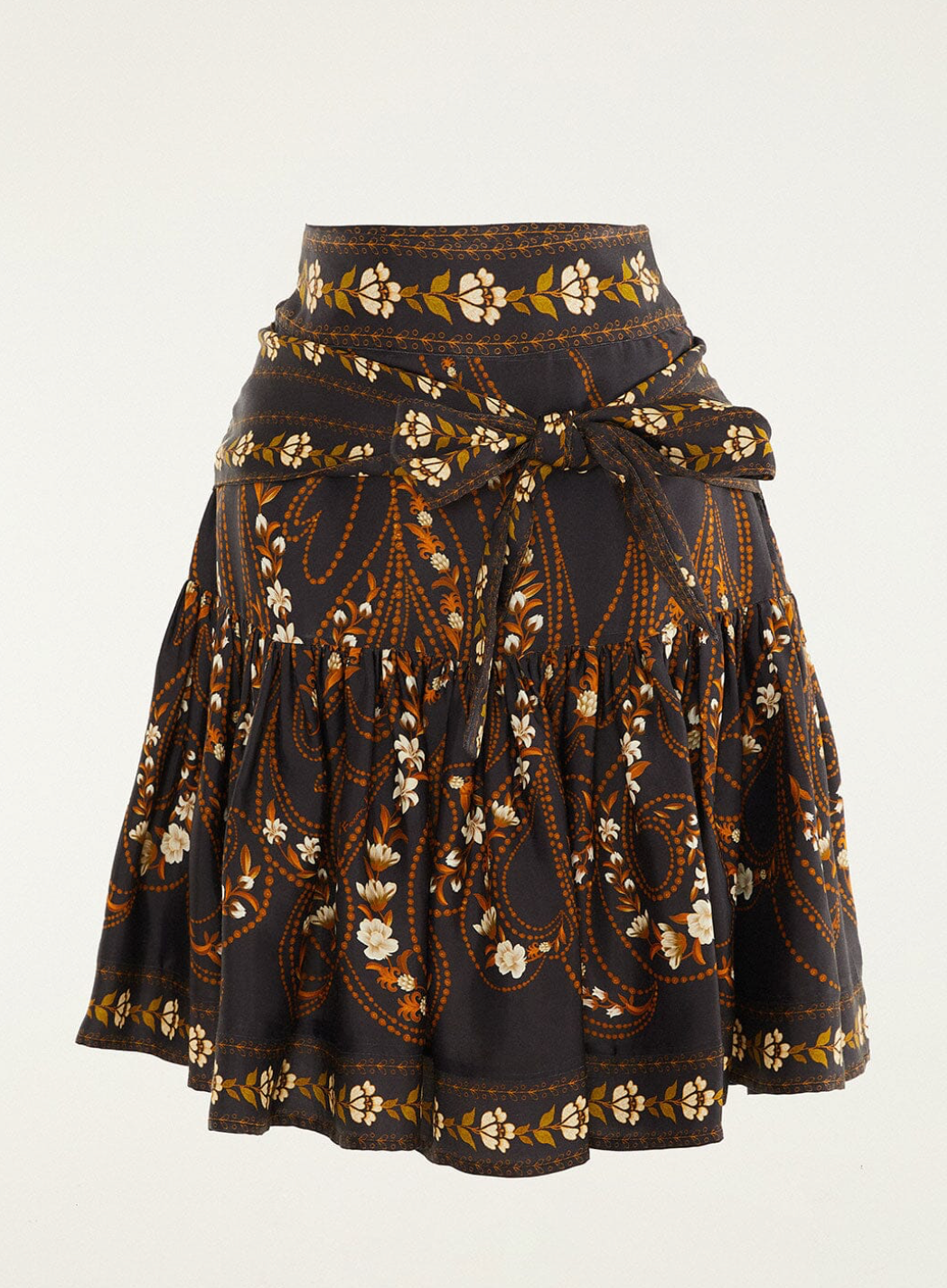 Farm Rio Black Garden Belted Mini Skirt