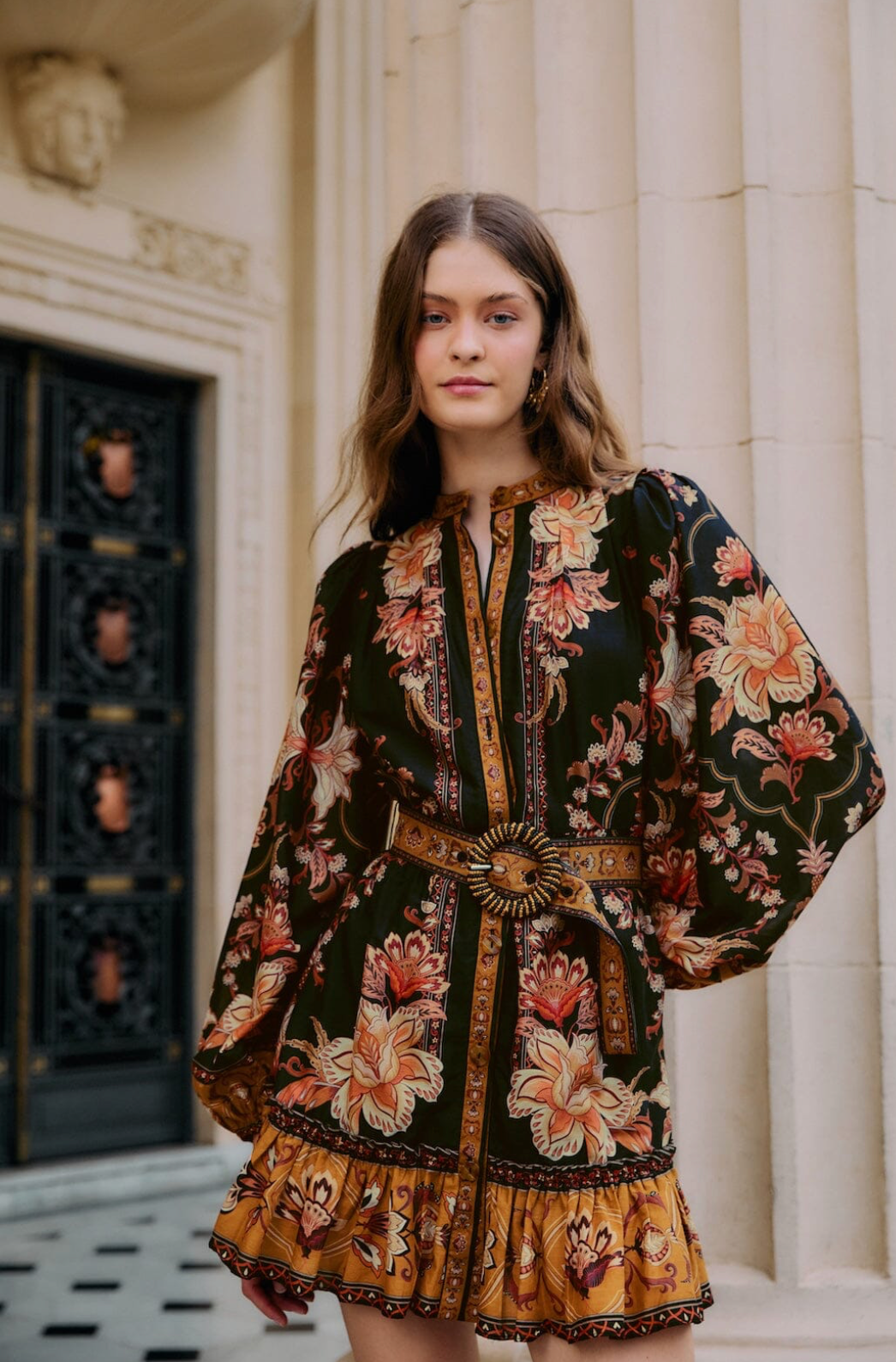 Farm Rio Majestic Garden Black Mini Dress