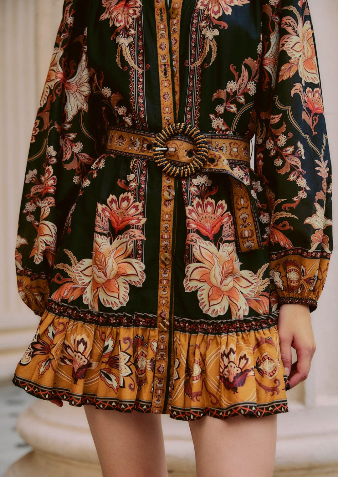 Farm Rio Majestic Garden Black Mini Dress