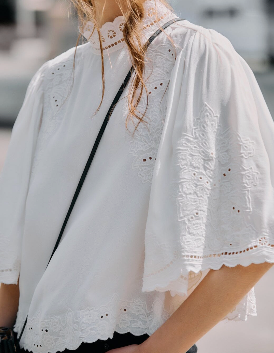 Farm Rio Off-White Palm Tree Embroidered Blouse