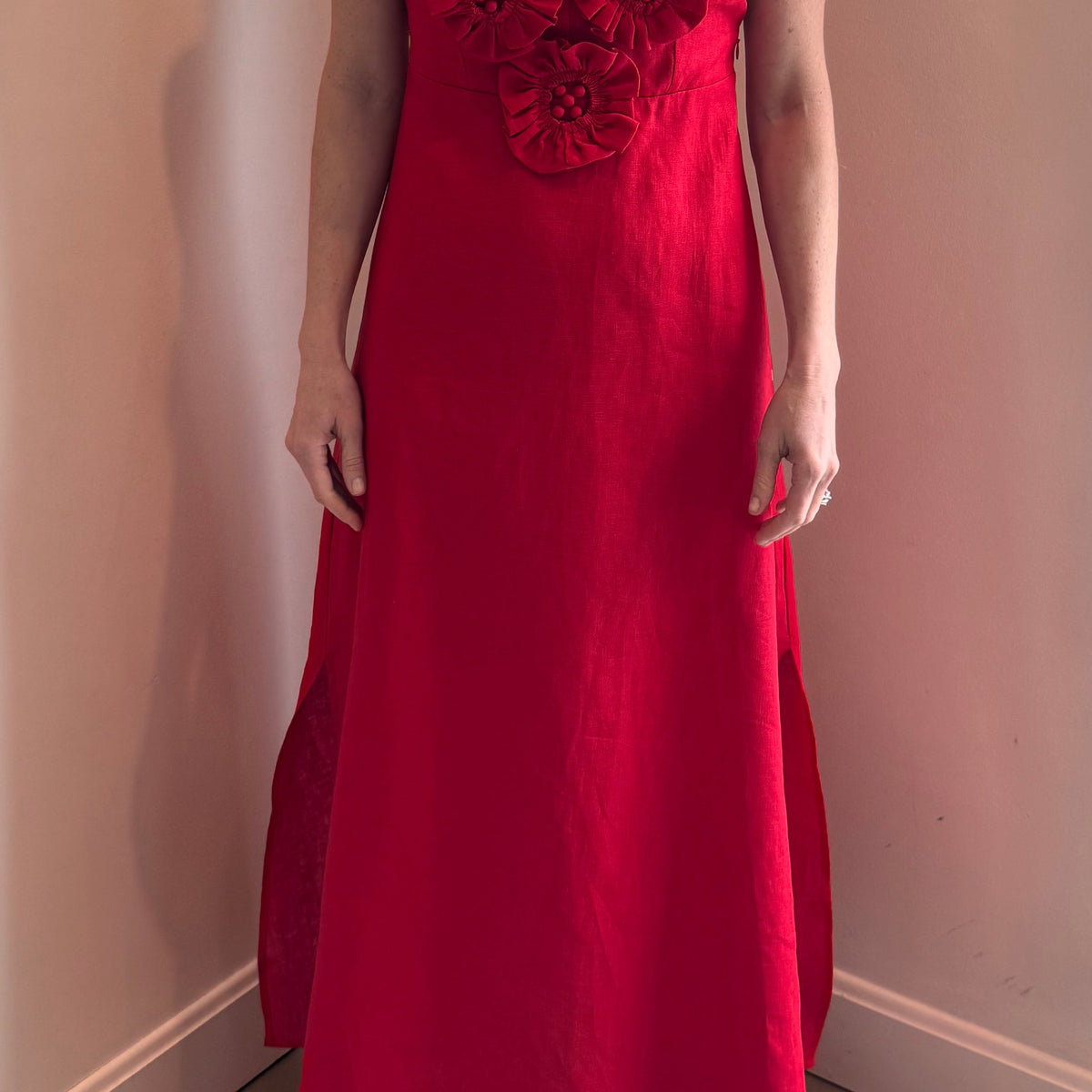 Farm Rio Red Sleeveless Midi Dress
