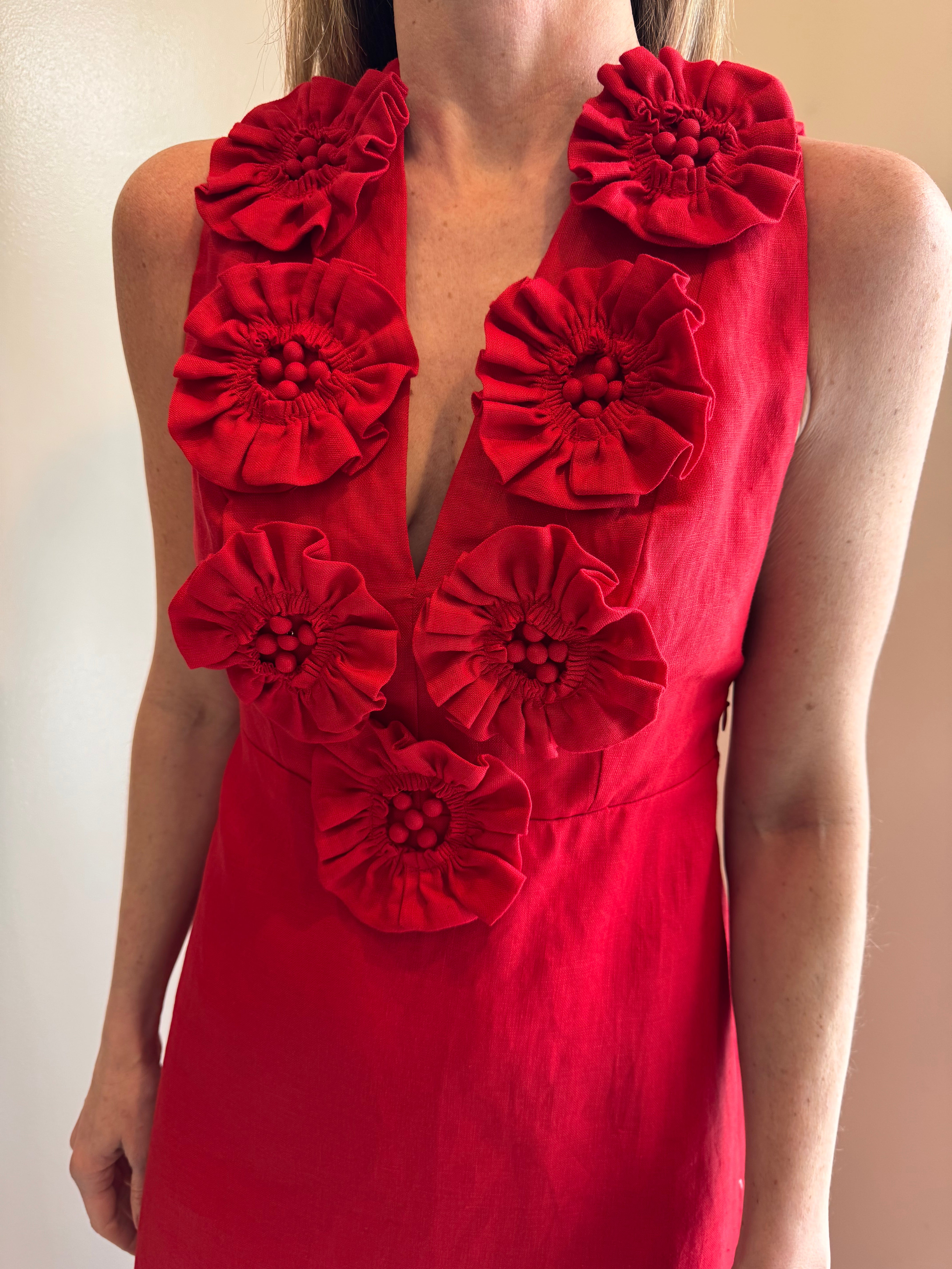 Farm Rio Red Sleeveless Midi Dress