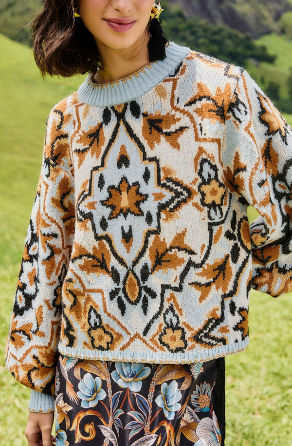 Farm Rio Winter Tapestry Sweater
