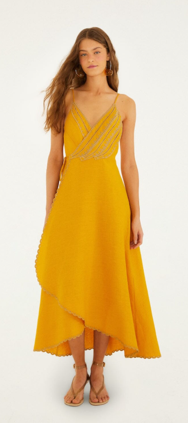 FARM Rio Bananas Maxi Wrap Dress | Yellow | Size XS