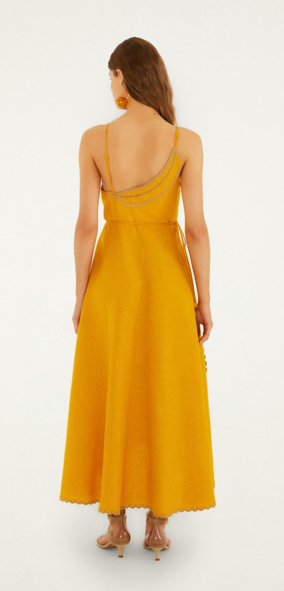 Farm Rio Yellow Bananas Maxi Wrap Dress