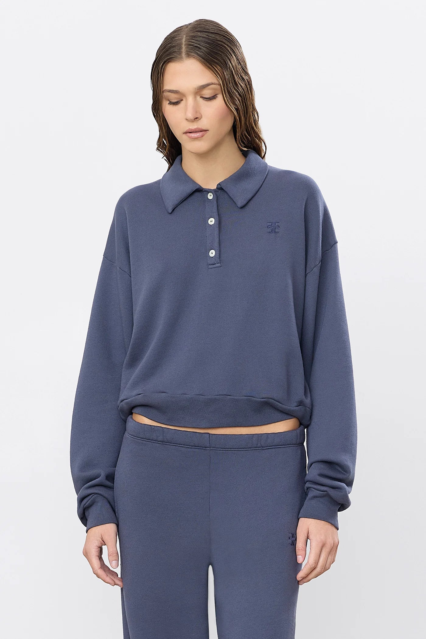 Eterne Cropped Polo Sweatshirt