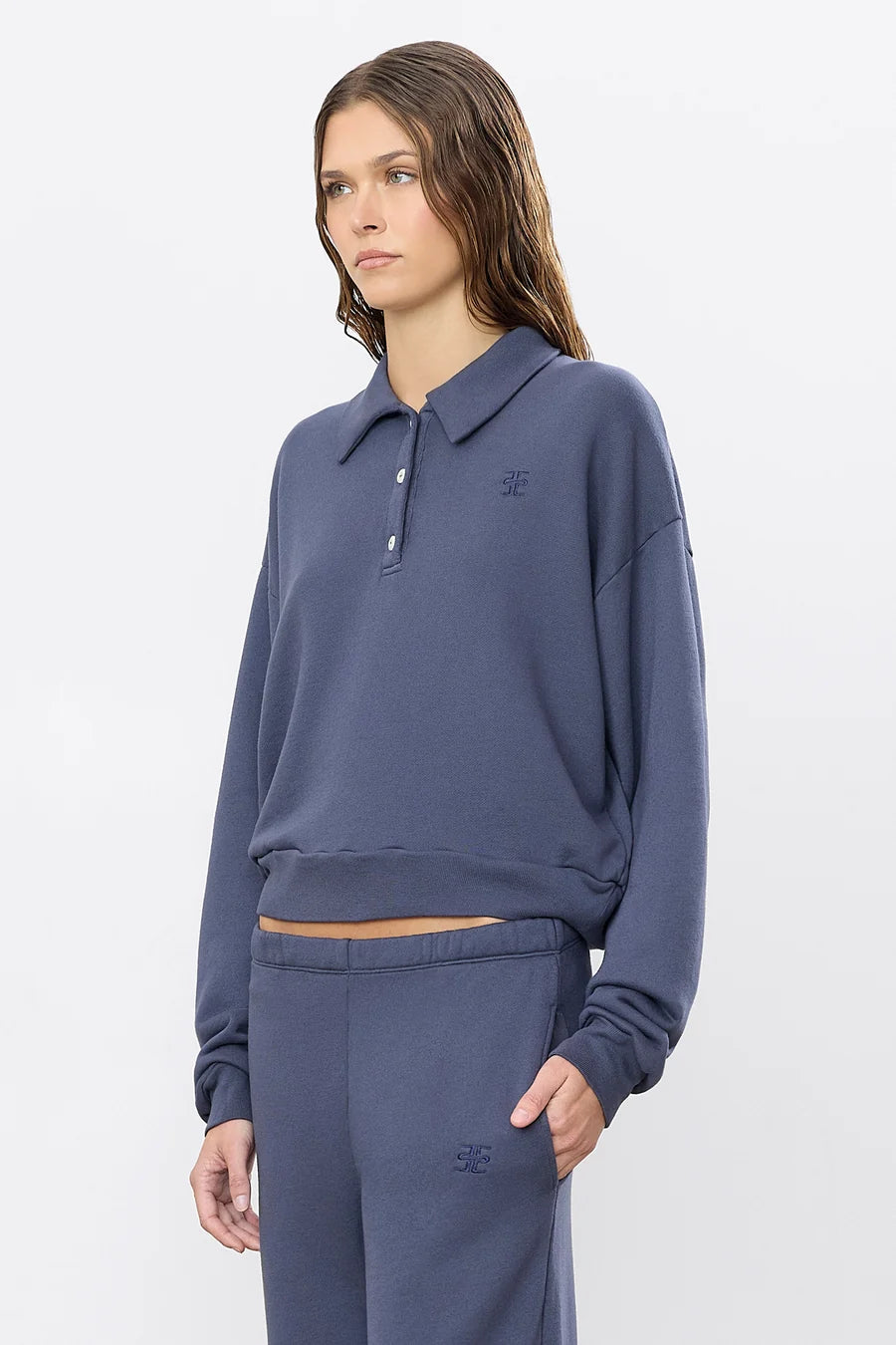 Eterne Cropped Polo Sweatshirt