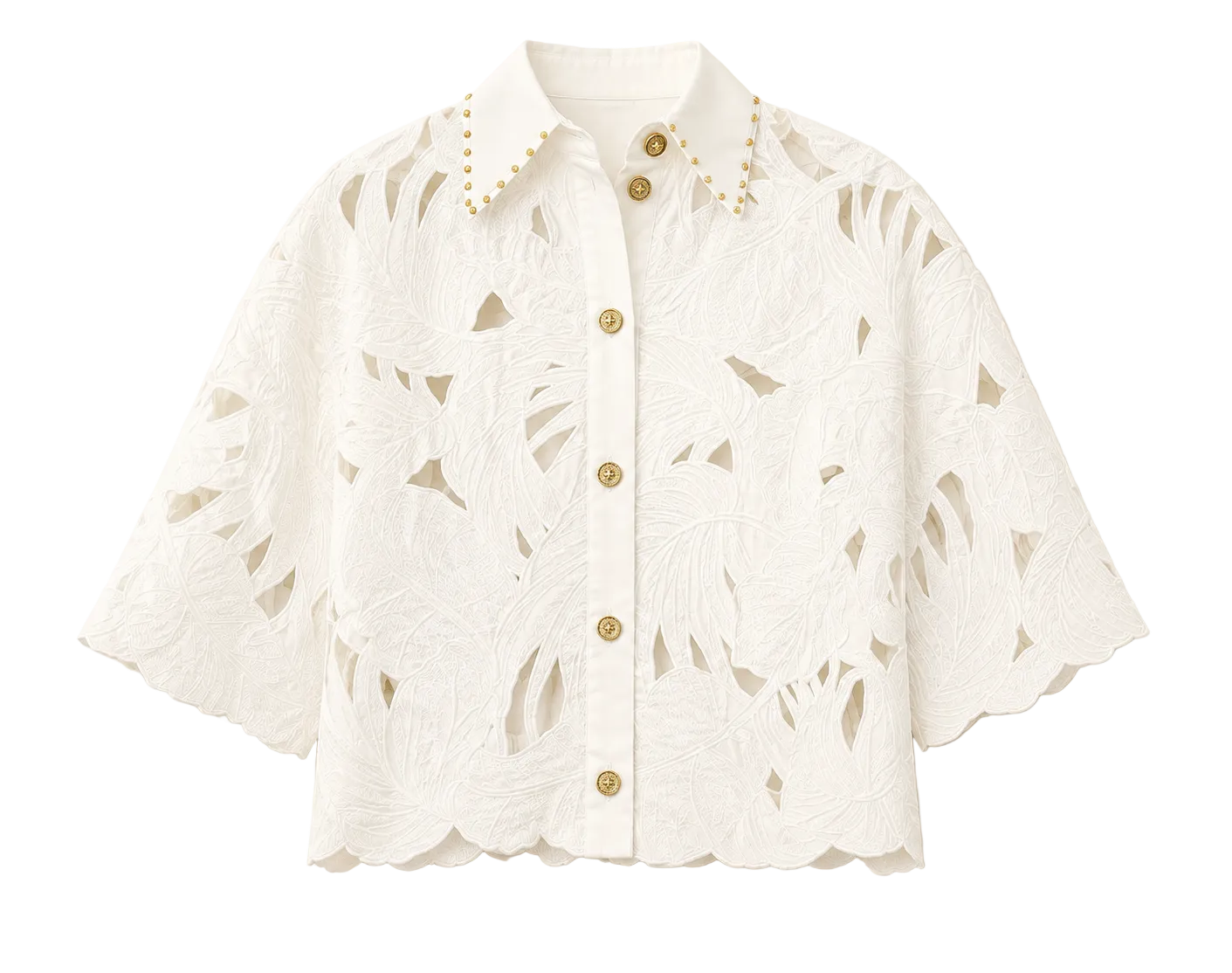 Zimmermann Mahon Embroidered Crop Shirt