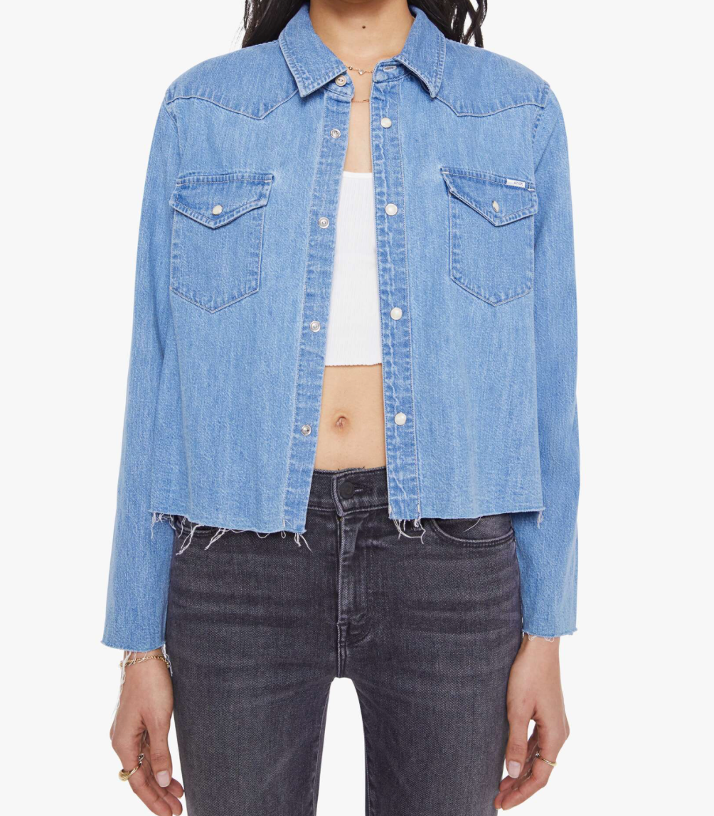 Mother Denim Super Exes Crop Step Fray
