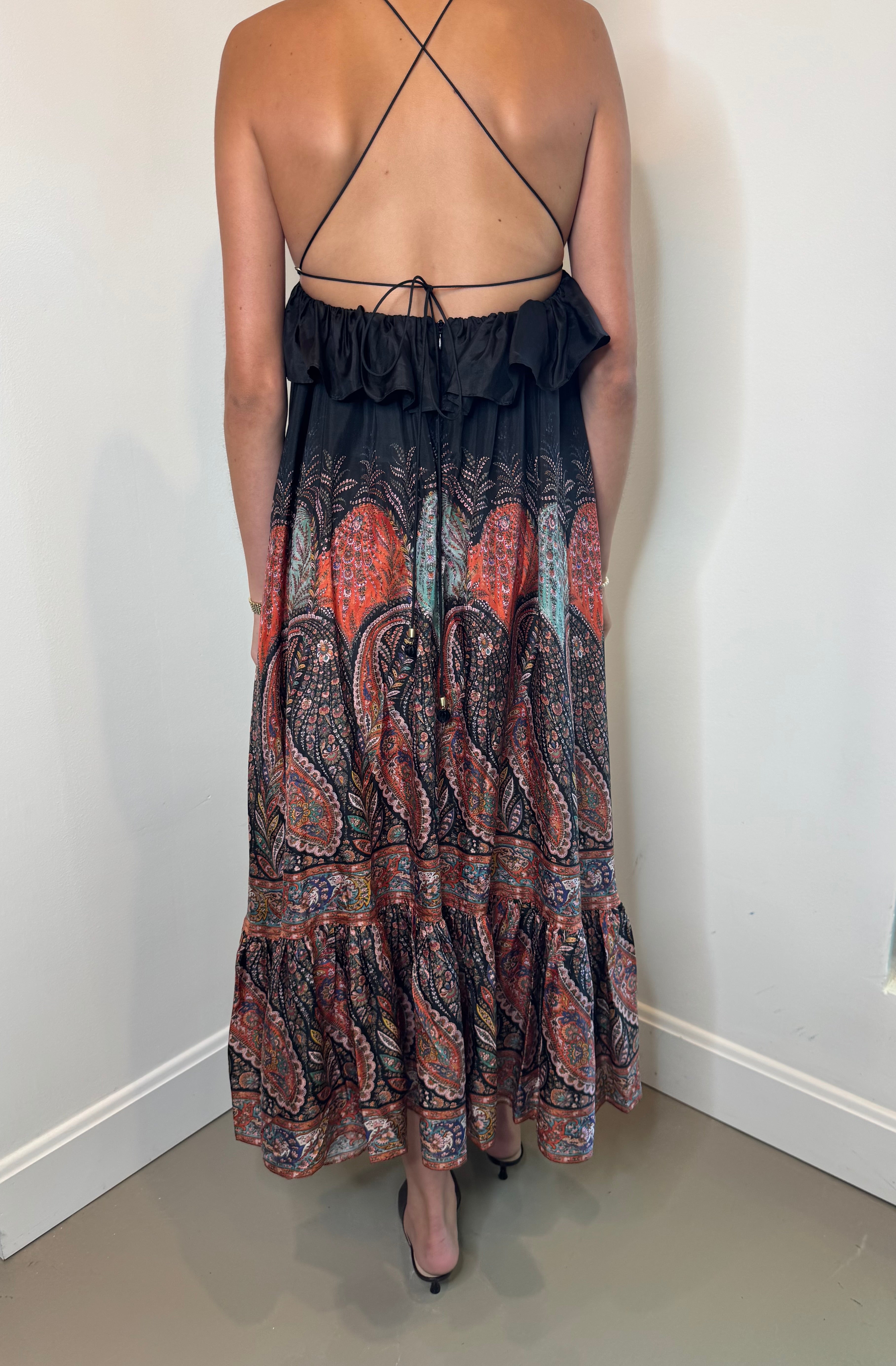 Zimmermann Rhiannon Paisley Ruffle Maxi Dress