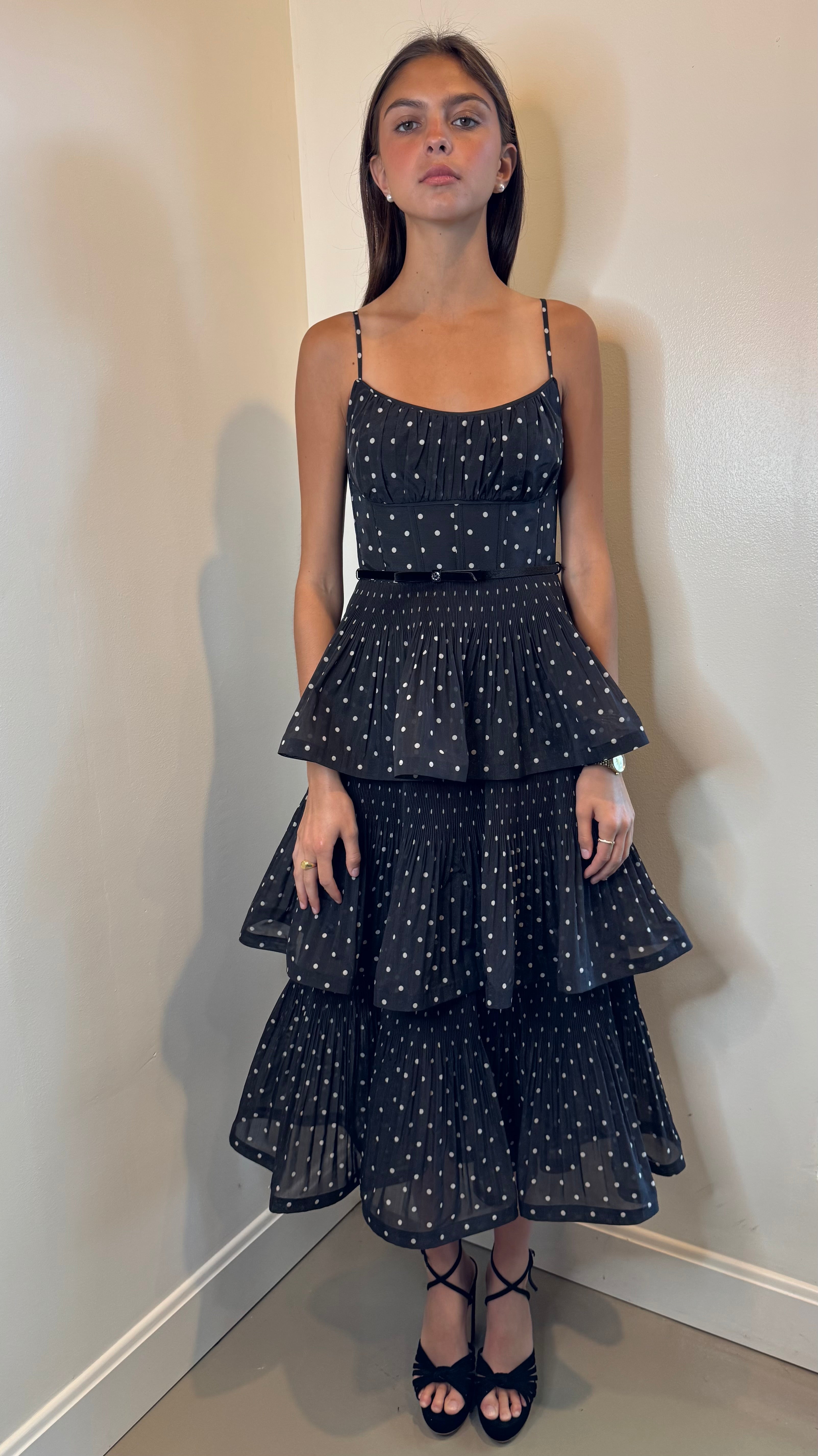 Zimmermann Pleated Tiered Midi Dress