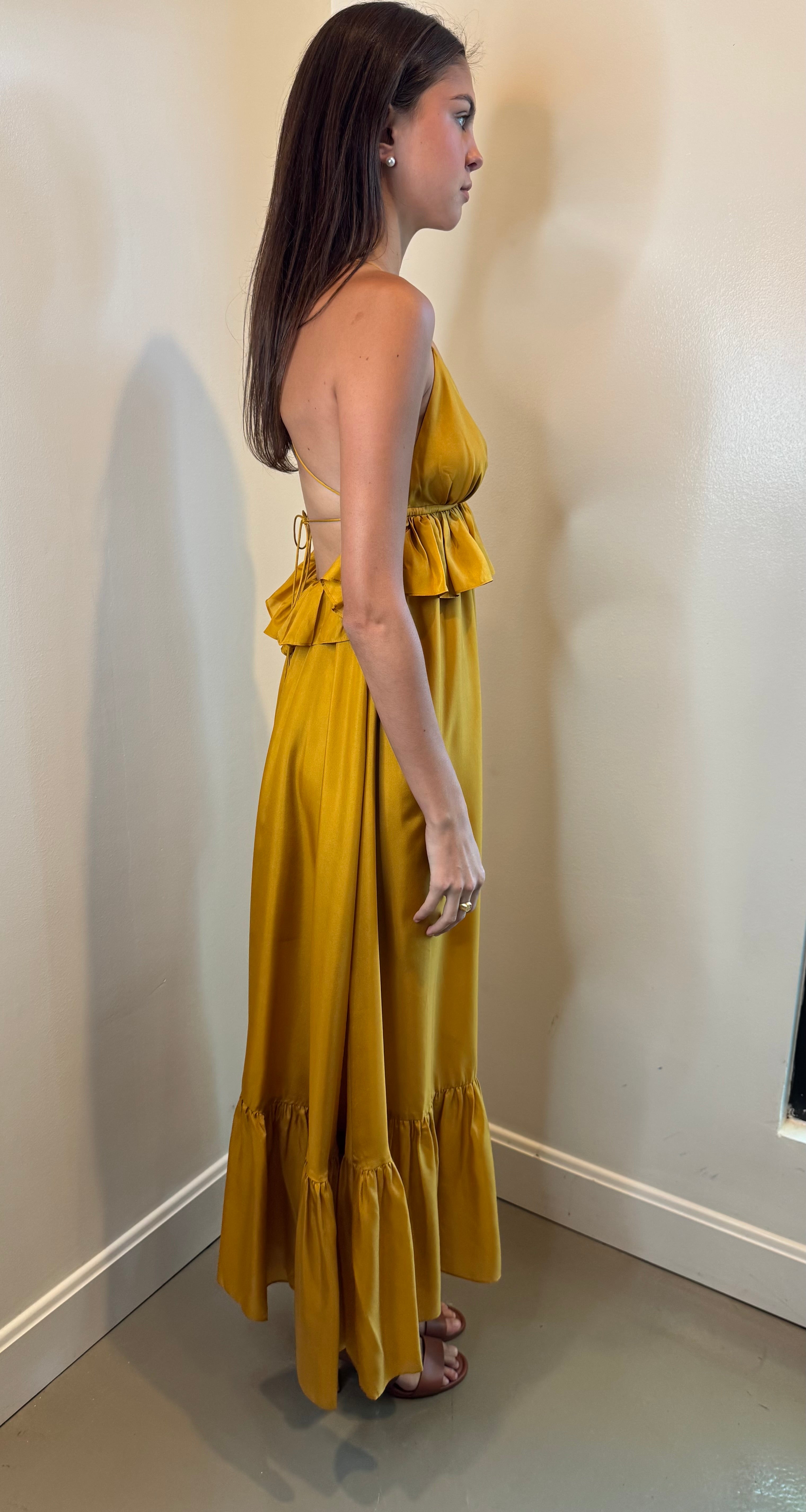 Zimmermann Rhiannon Gold Ruffle Maxi Dress