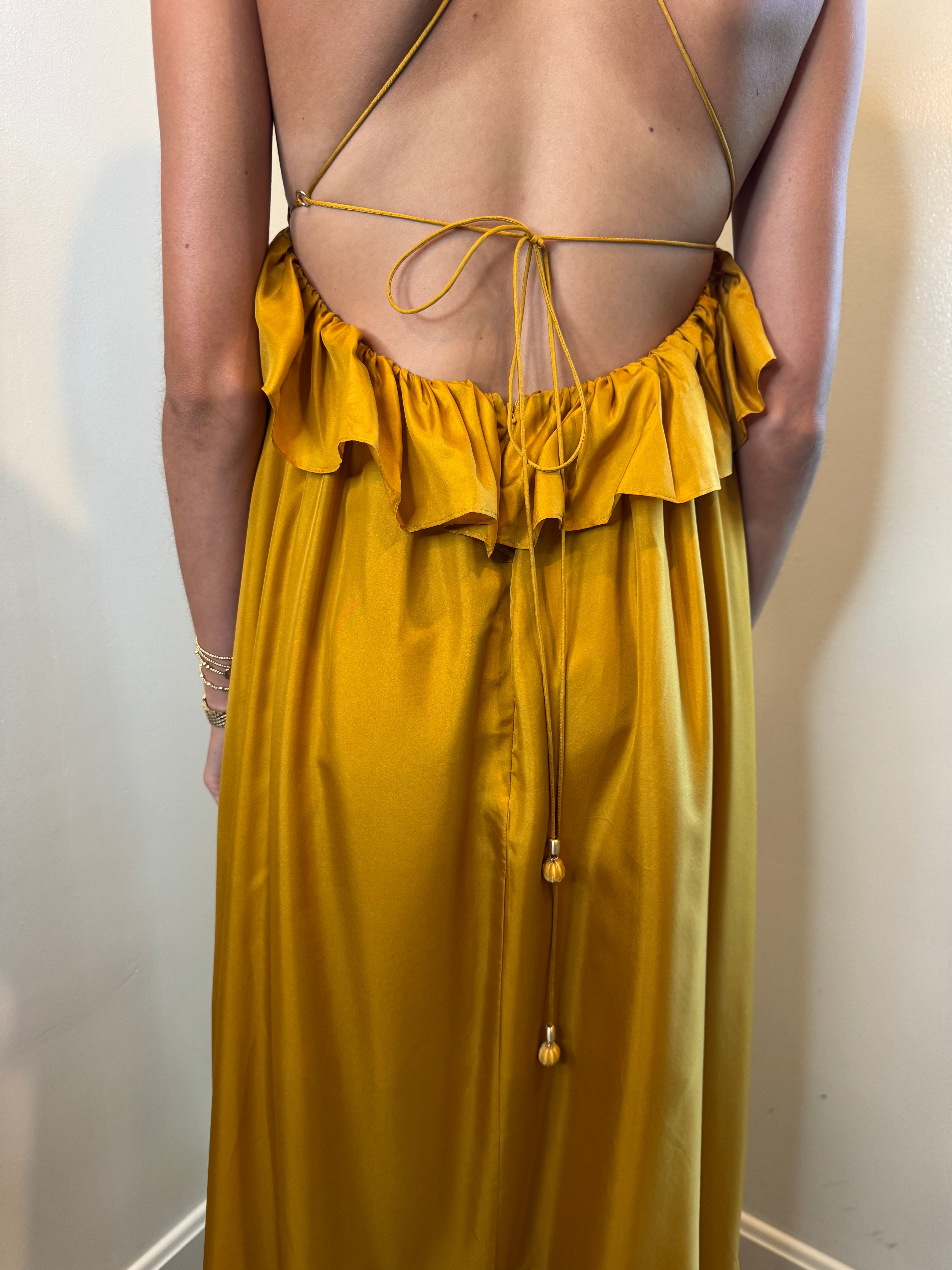 Zimmermann Rhiannon Gold Ruffle Maxi Dress