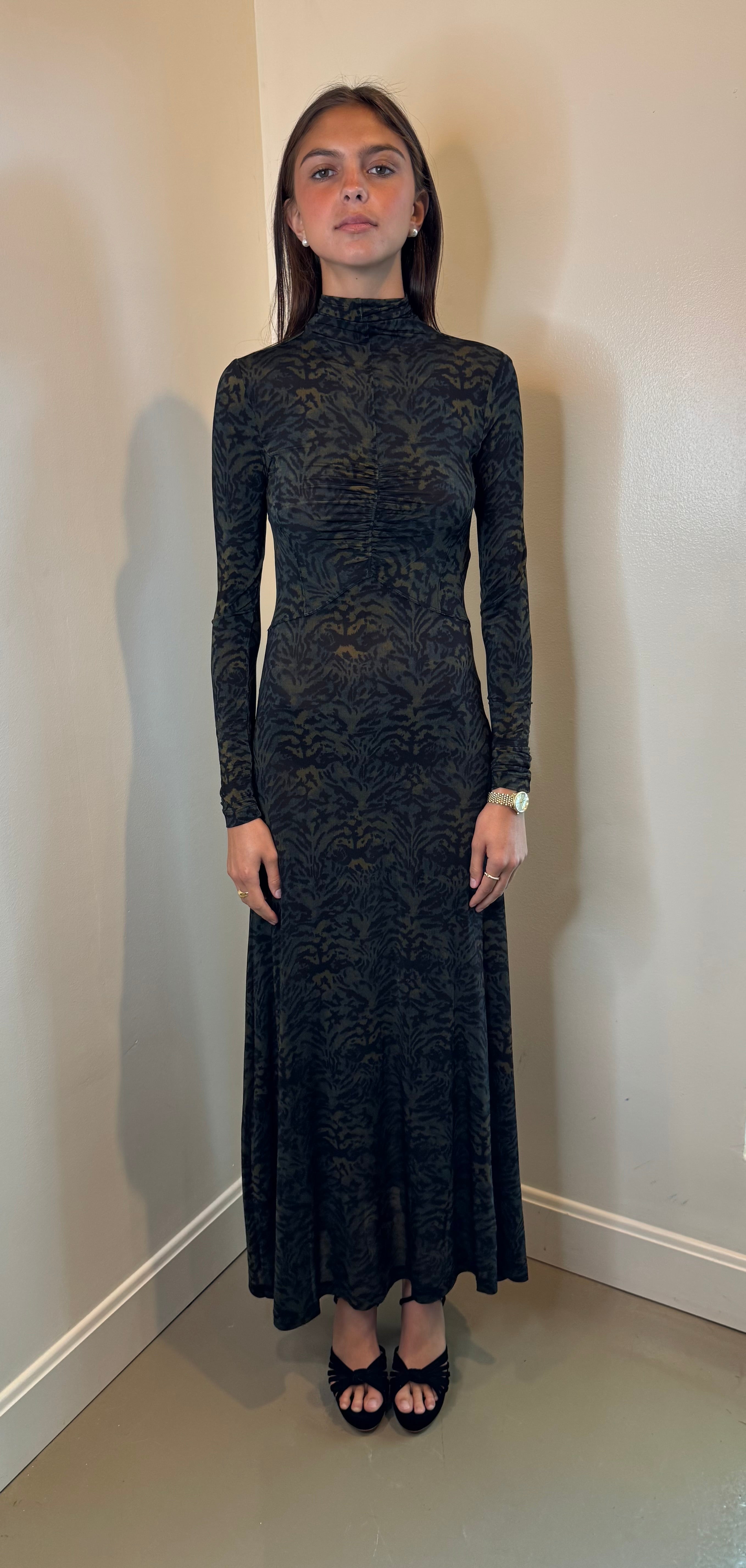 Ulla Johnson Koa Ruched Front Turtleneck Dress