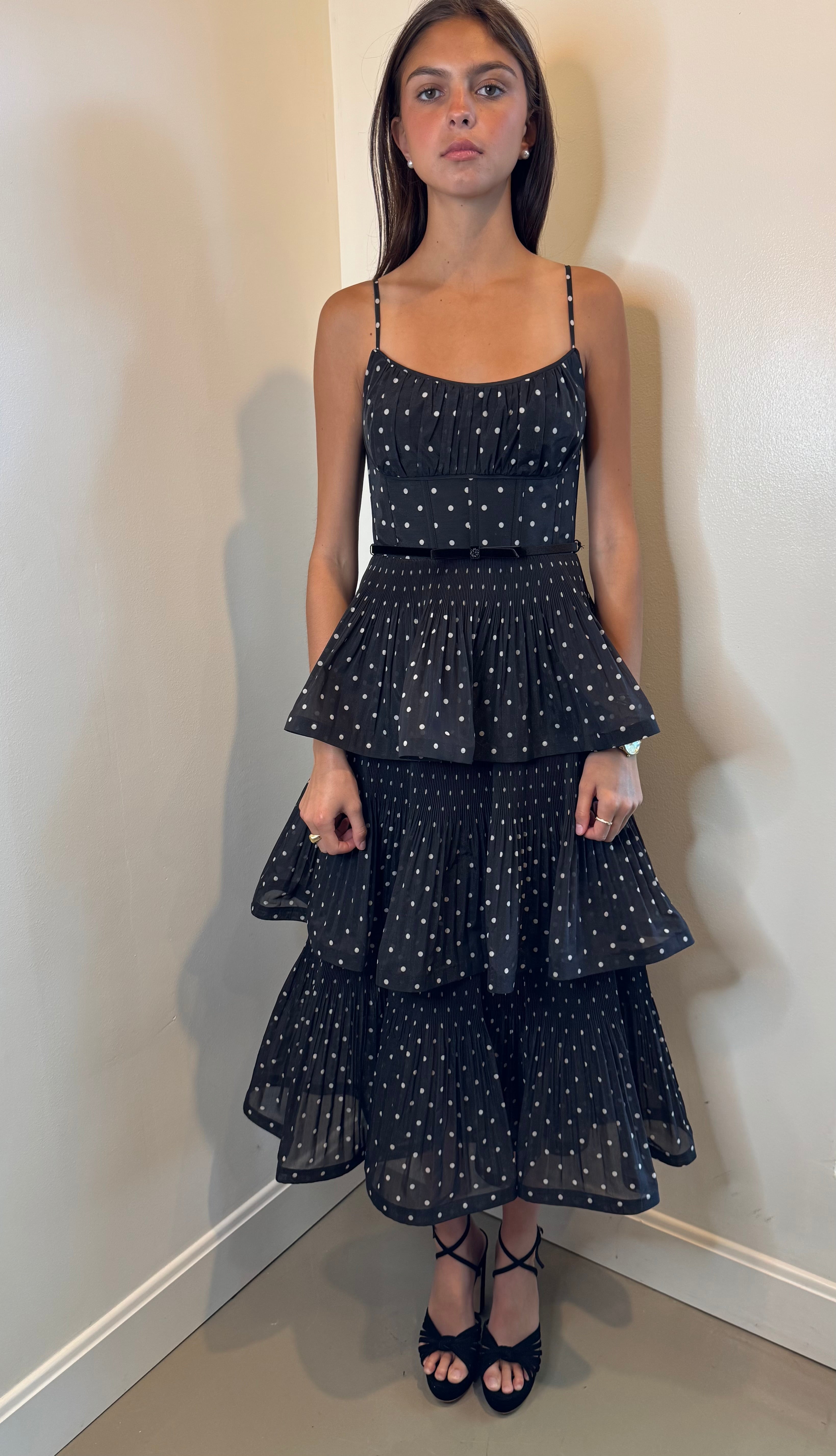 Zimmermann Pleated Tiered Midi Dress