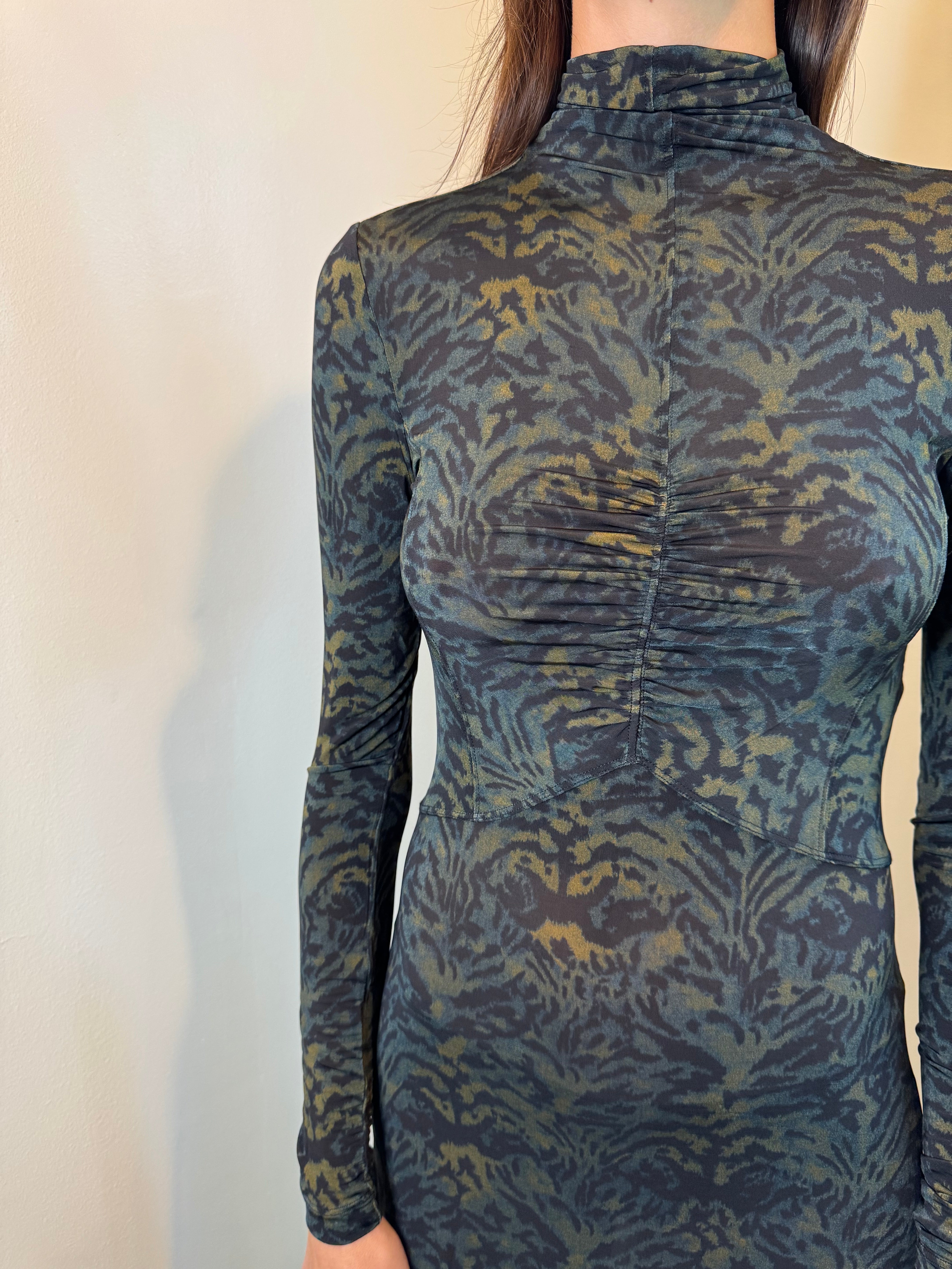 Ulla Johnson Koa Ruched Front Turtleneck Dress