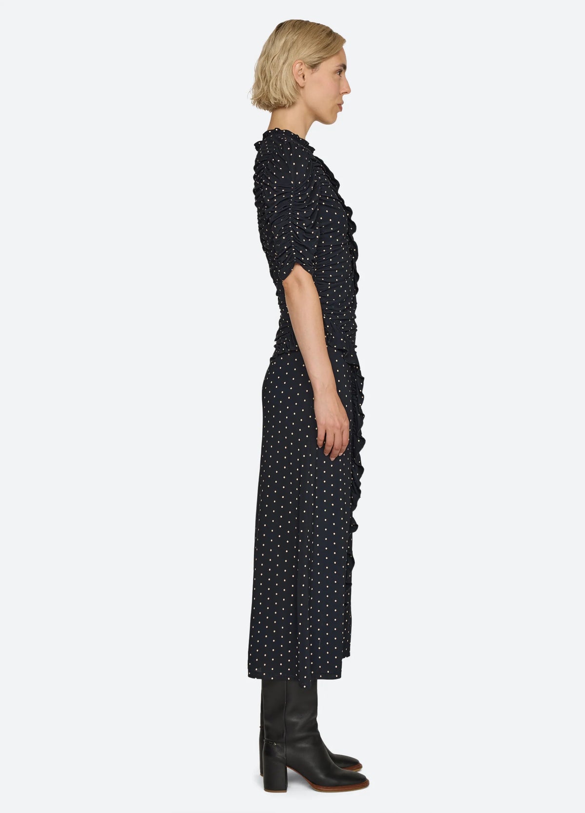 Sea Jeanne Polka Top Ruched Mini Dress