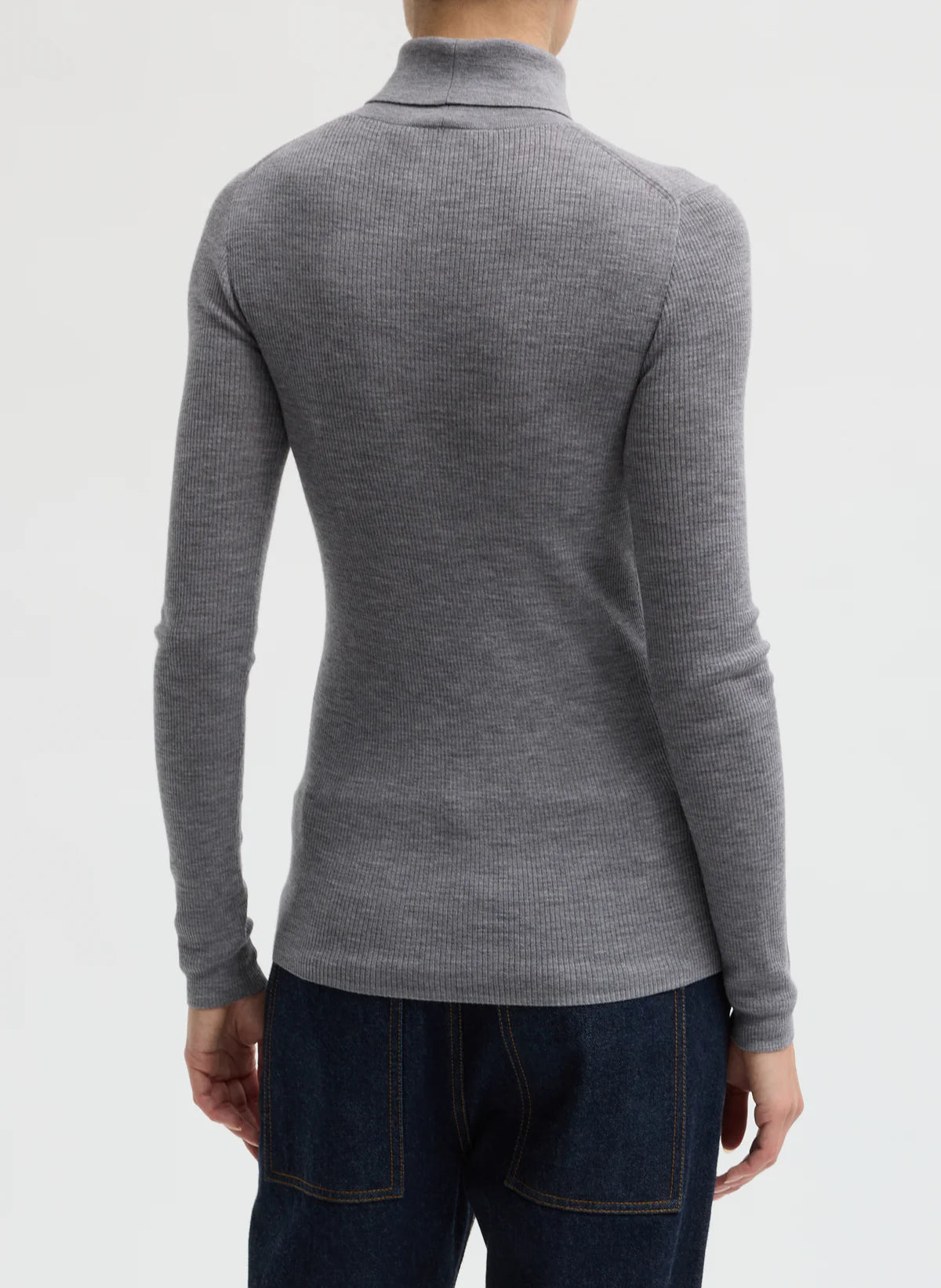 Tibi Feather Weight Ribbed Sweater Split Neck