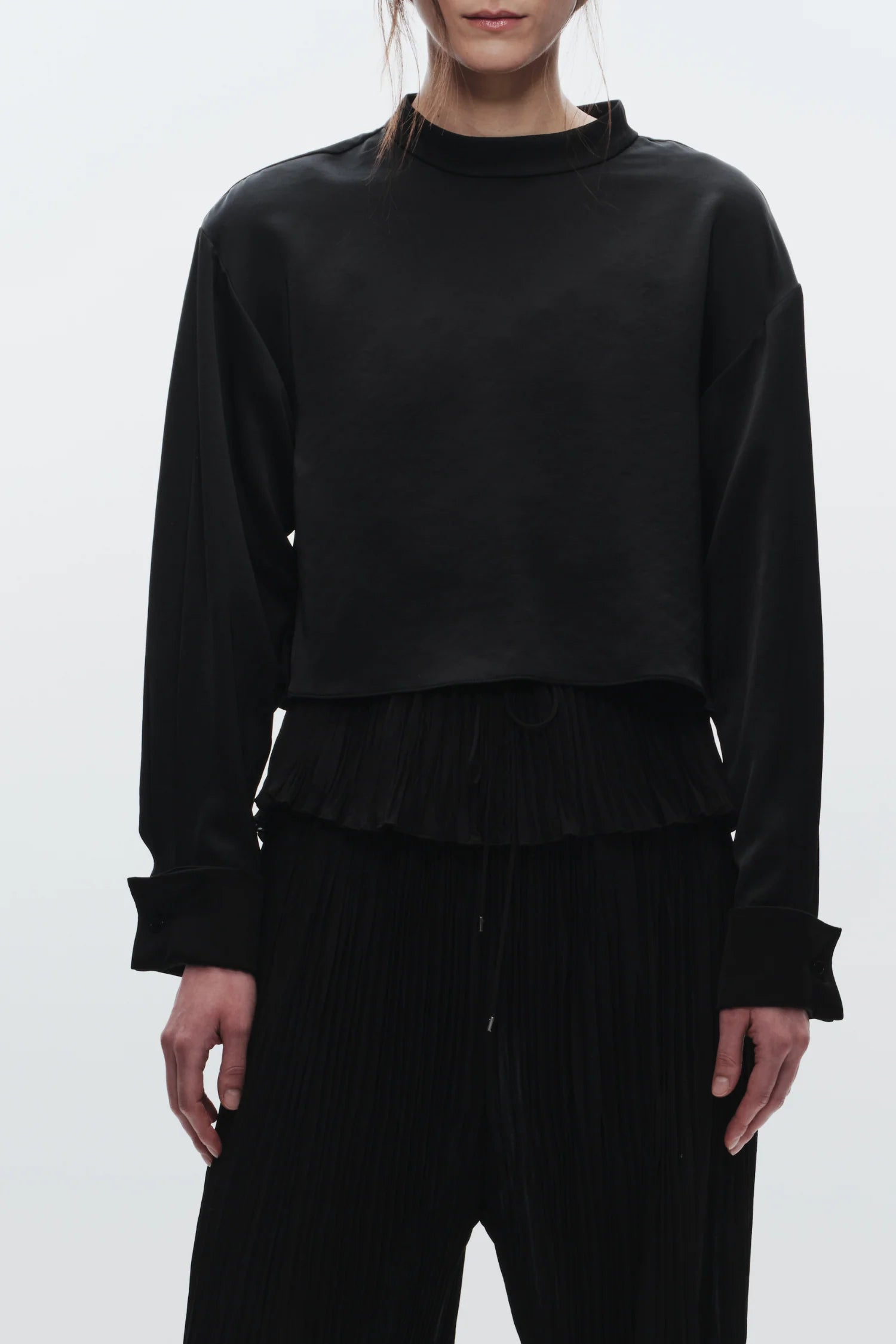 Saint Art Riggs Mock Neck Charmeuse Top
