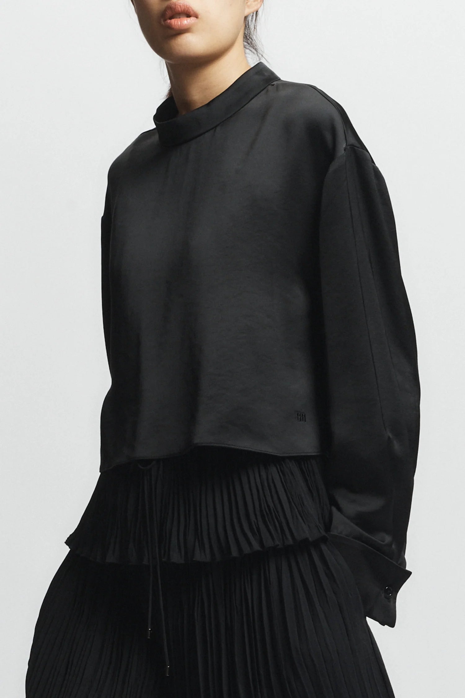 Saint Art Riggs Mock Neck Charmeuse Top