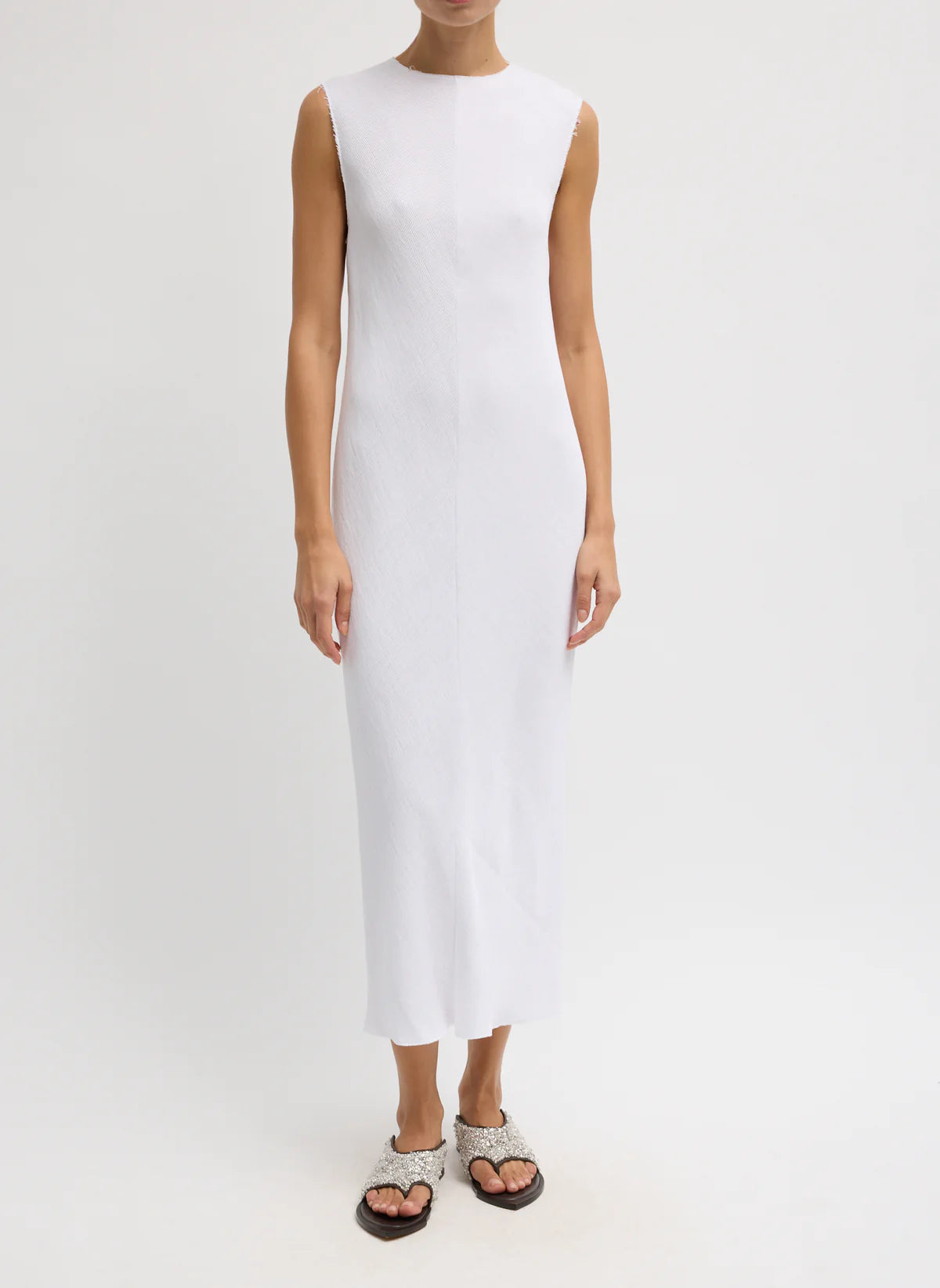 Tibi Plisse Sleeveless Bias Dress