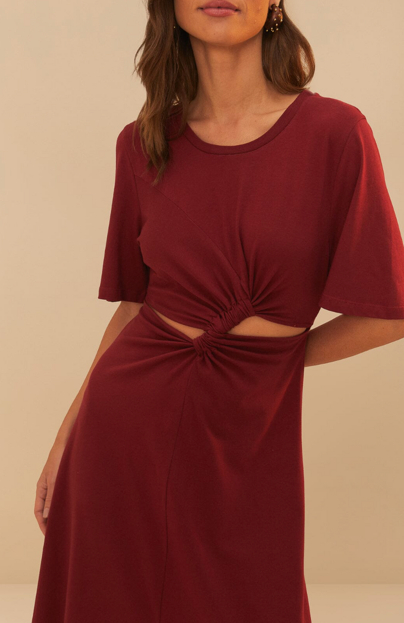 Farm Rio Red Short Sleeve Midi Dress
