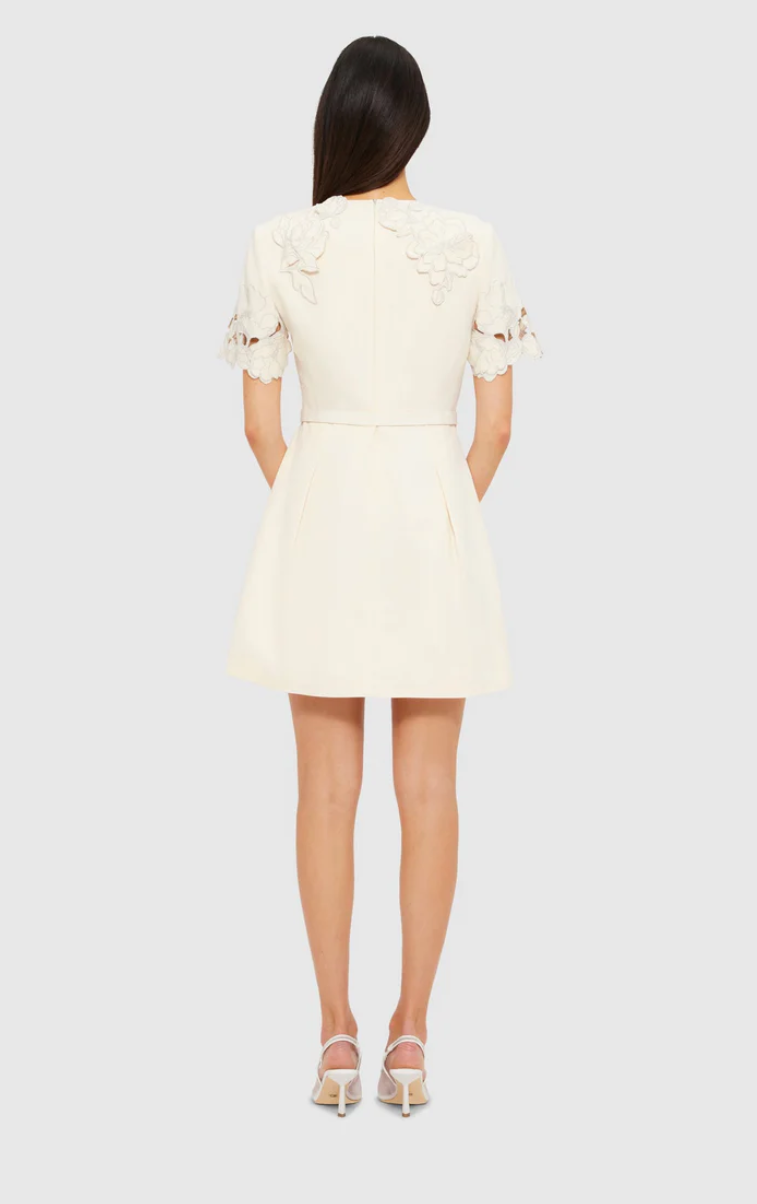 Leo Lin Aurelie Applique Short Sleeve Mini Dress
