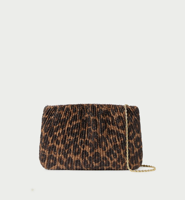 Serena Leopard Woven Clutch