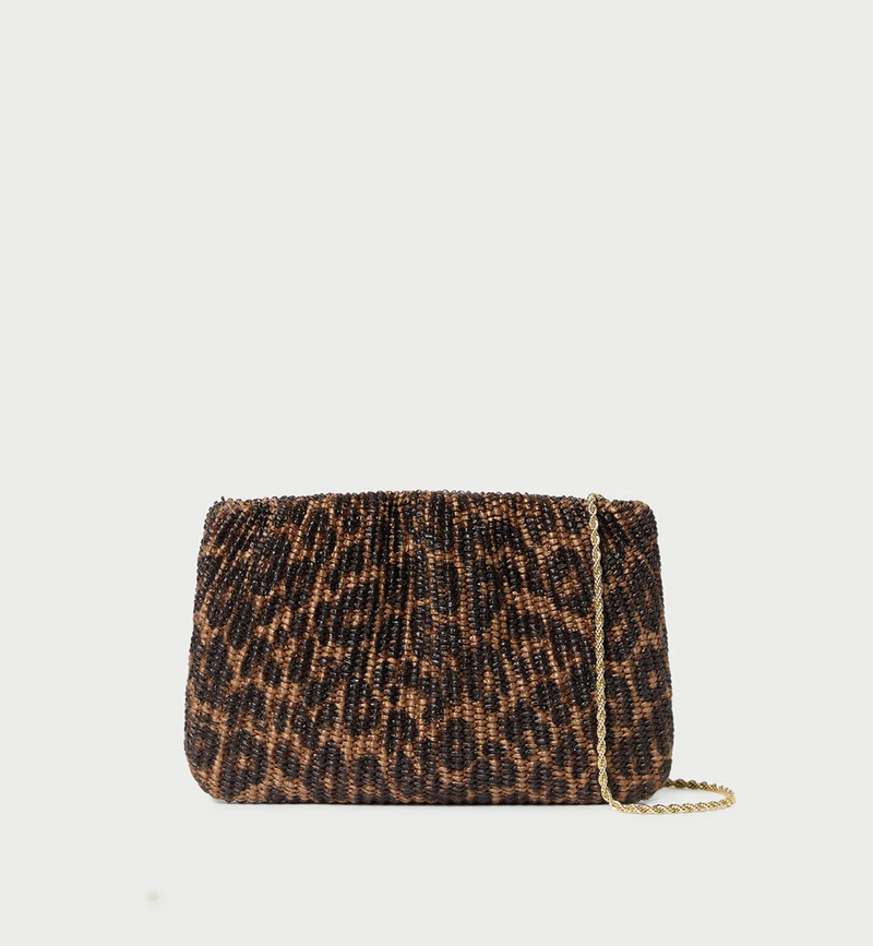 Serena Leopard Woven Clutch