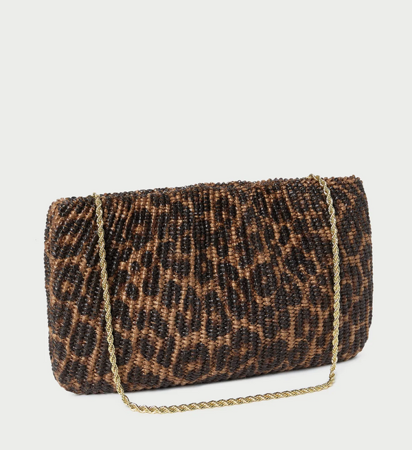 Serena Leopard Woven Clutch