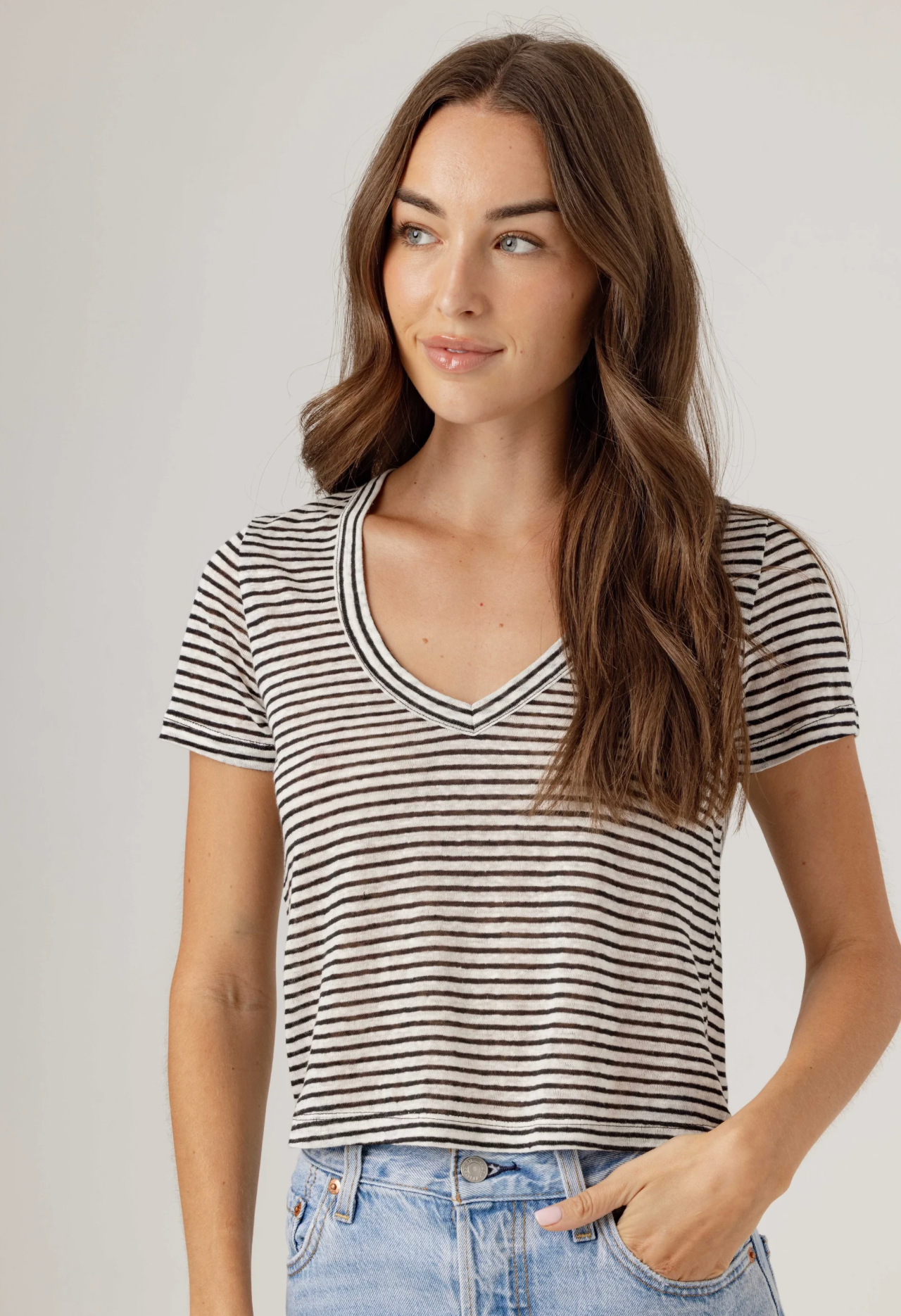 Sundays Stripe Linen Sister Tee