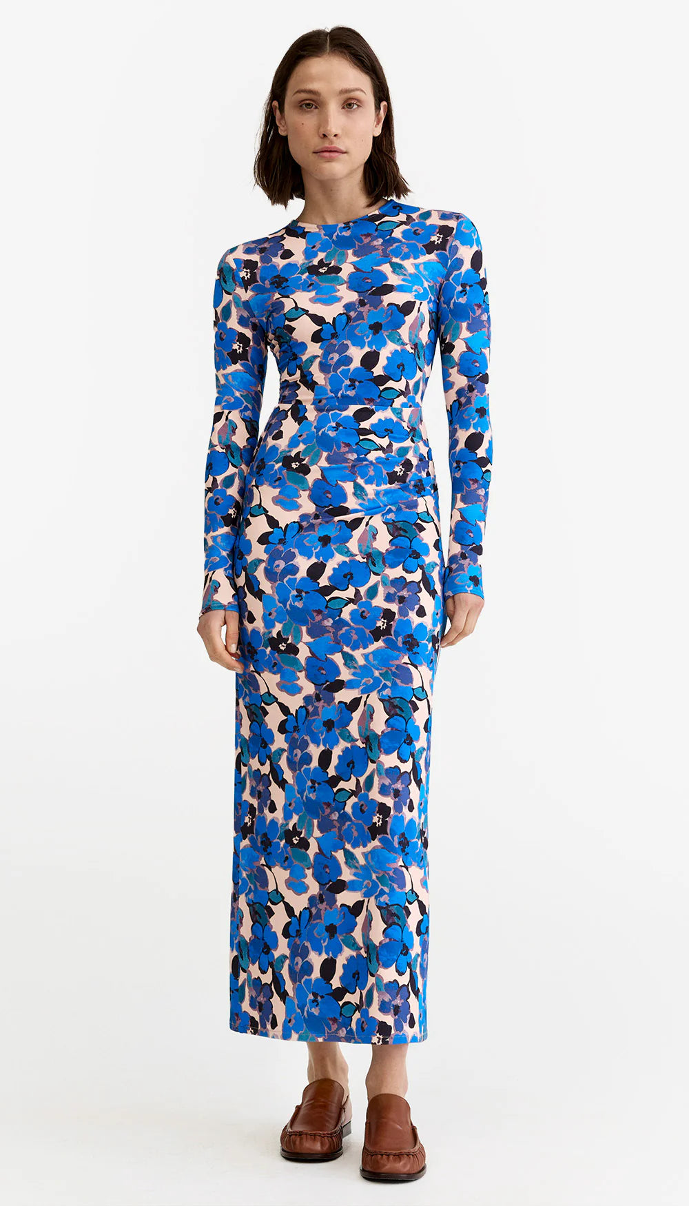 Smythe Ruched Crewneck Midi Dress