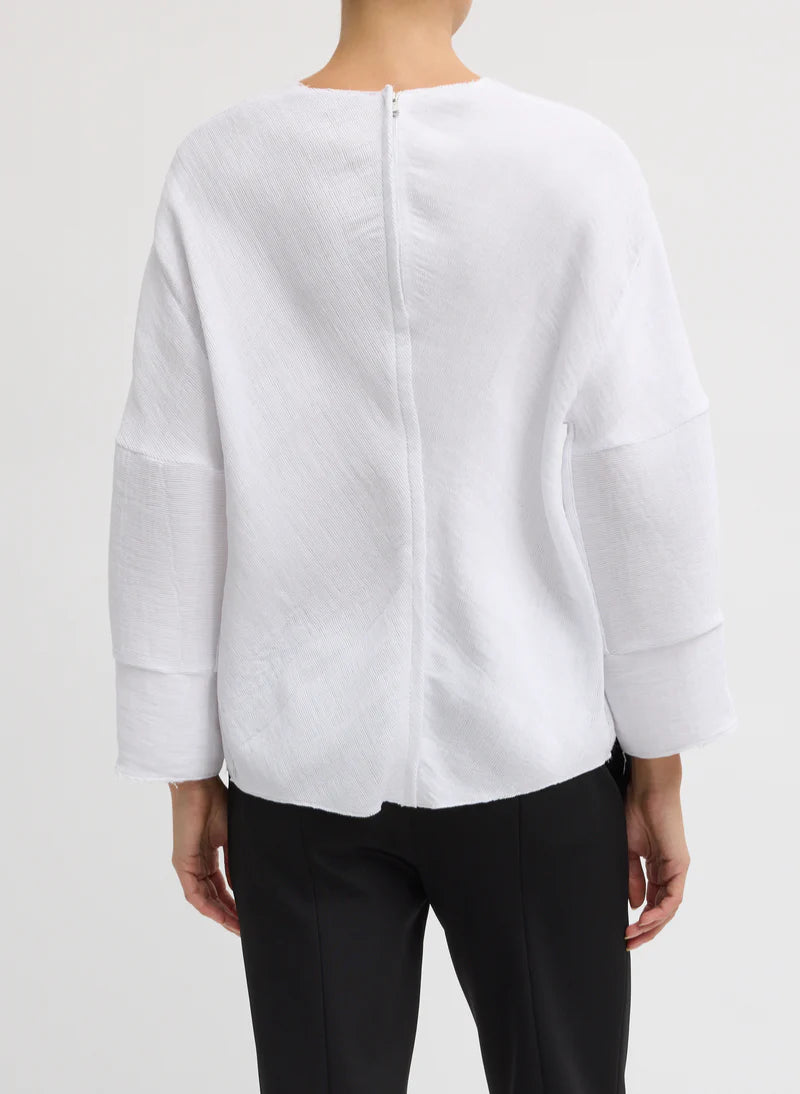 Tibi Viscose Plisse Hinged Long Sleeve Top