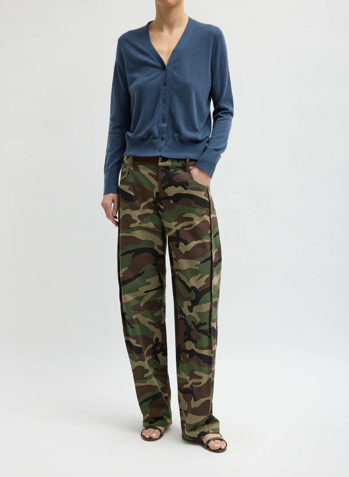 Tibi Camoflauge Twill Tuck Jean - Regular