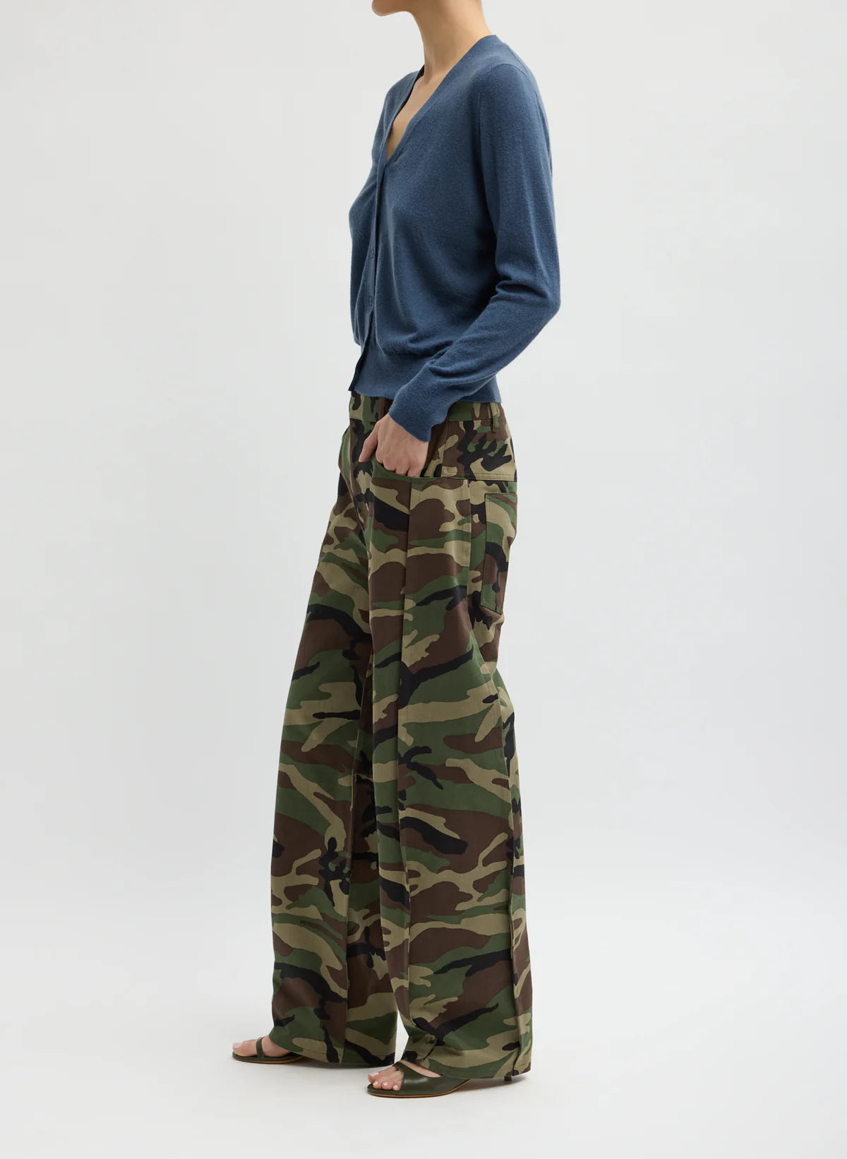Tibi Camoflauge Twill Tuck Jean - Regular